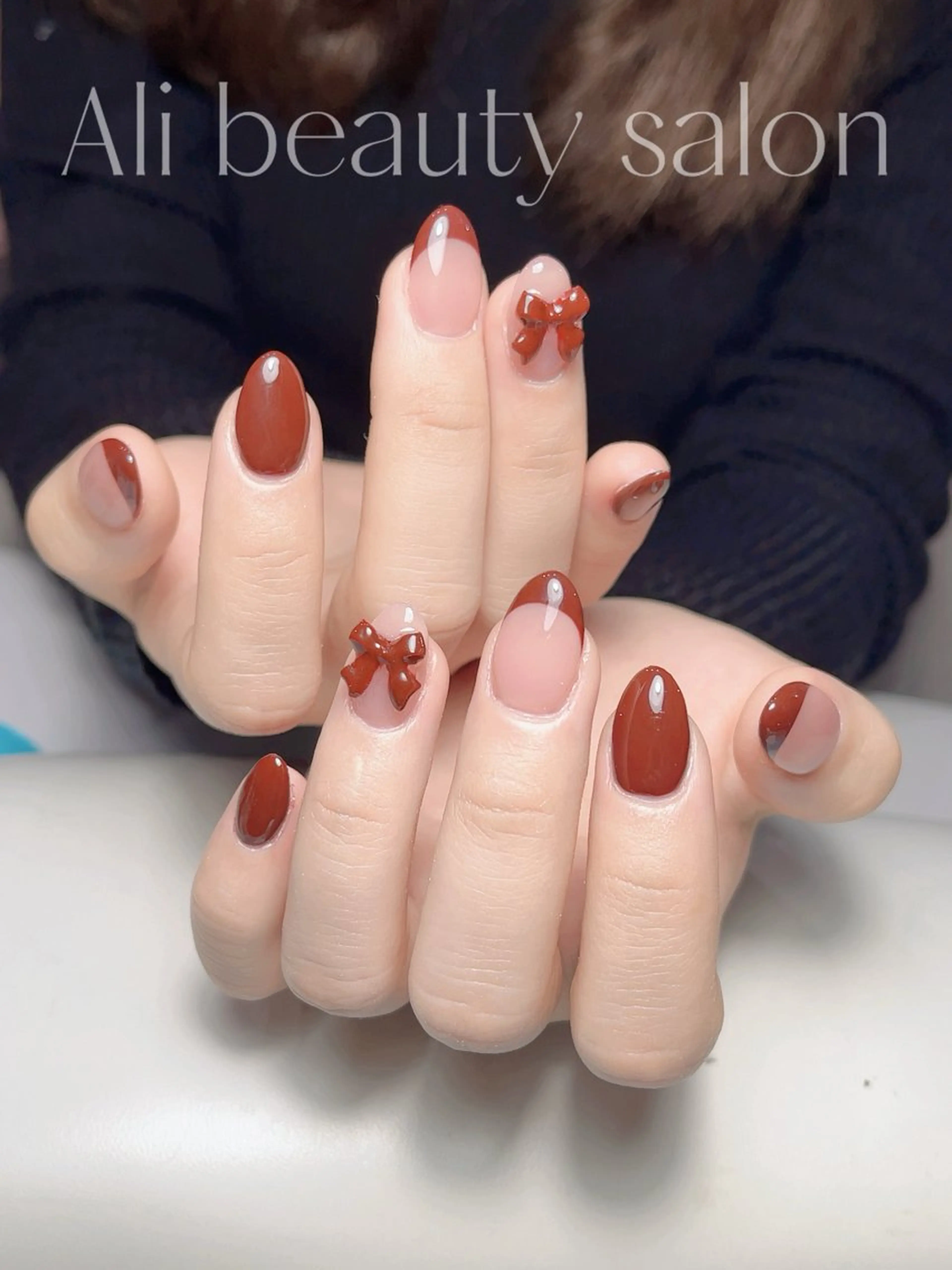 ネイル フレンチネイル リボン ハンドネイル Ali 新小岩 ネイル専門のネイルデザイン