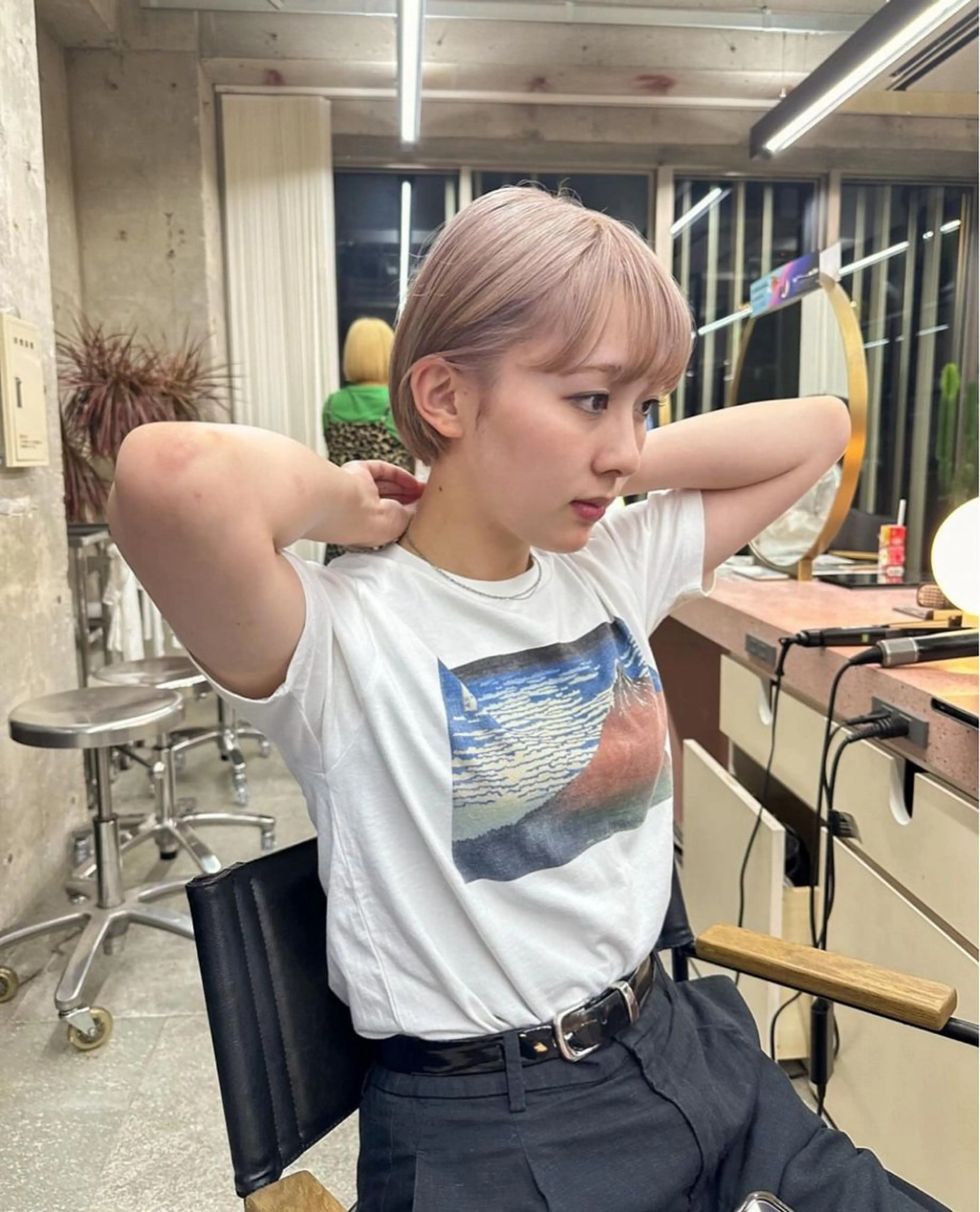 ショート 暖色カラー/オリーブ /ミニボブ/白柳美空のヘアスタイル