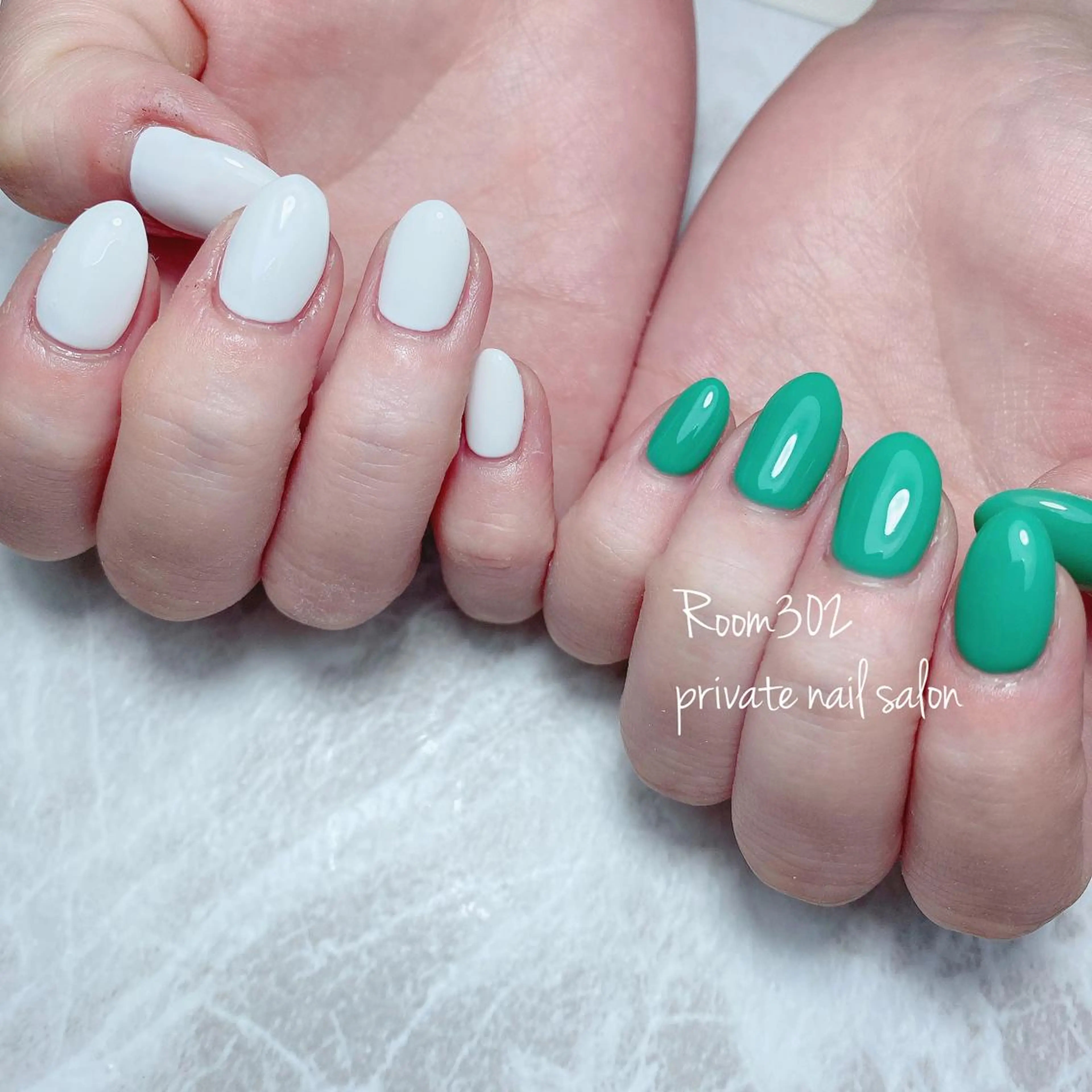 ネイル グリーン ハンドネイル Room 302のネイルデザイン