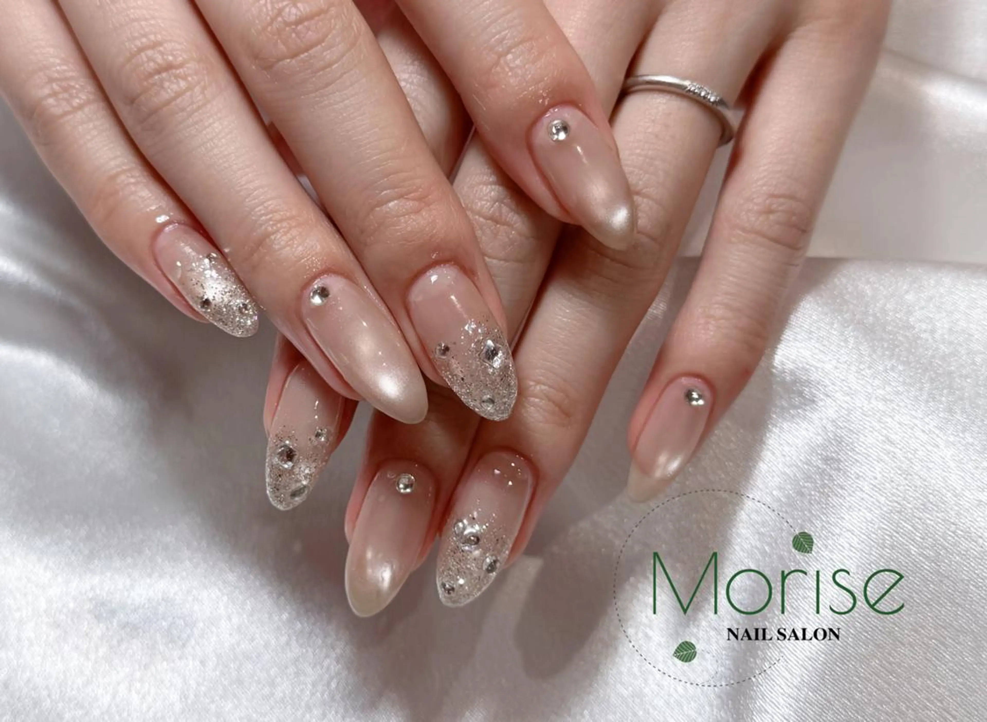 ネイル 長さ出し フレンチネイル ジェルネイル ガラスフレンチ 韓国ネイル MoriseNail Jr研修💜イシダのネイルデザイン