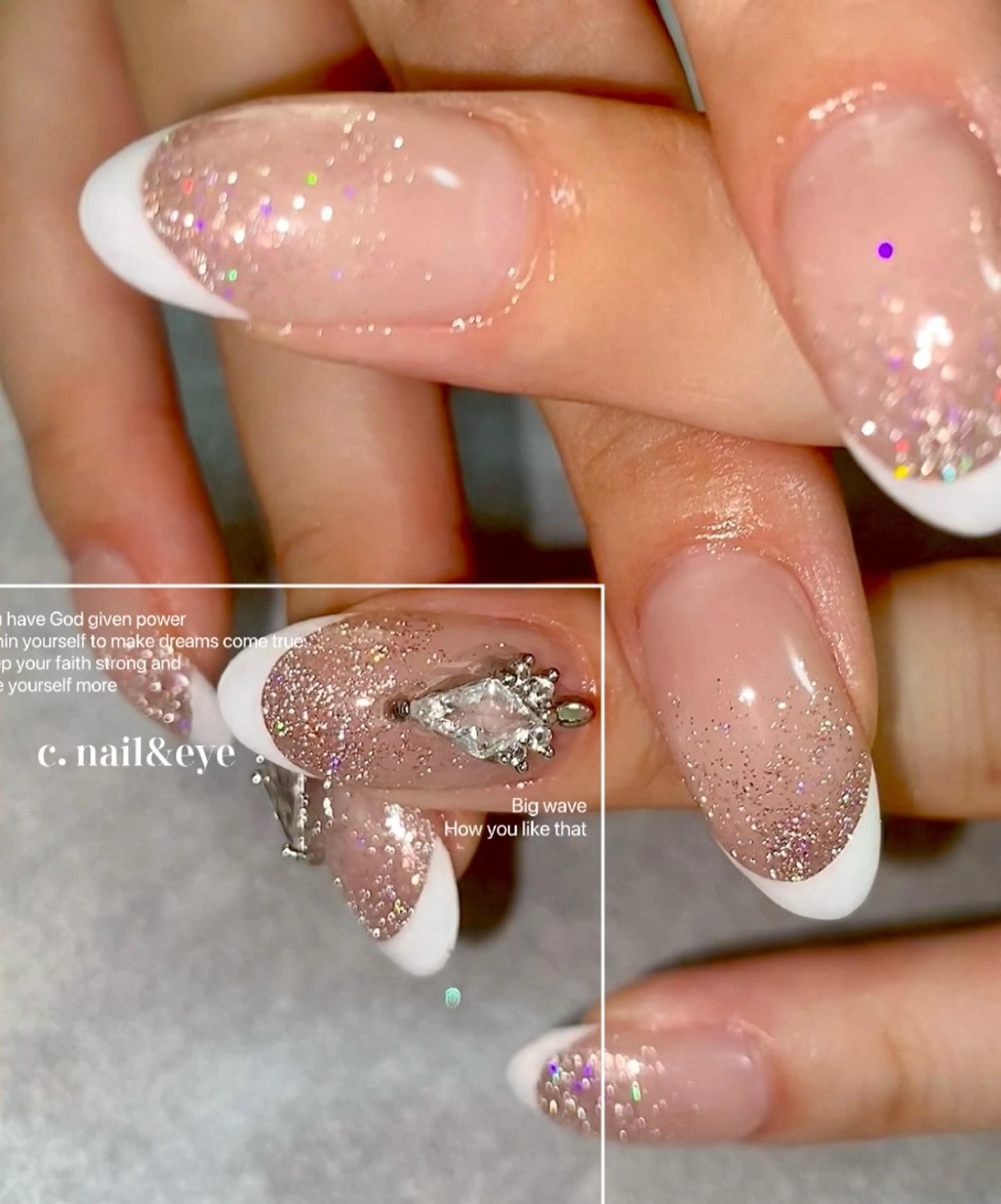 ネイル フラッシュネイル フレンチネイル ラメ(グリッター) ラメグラデーション C.Nail &Eye筑紫駅のネイルデザイン