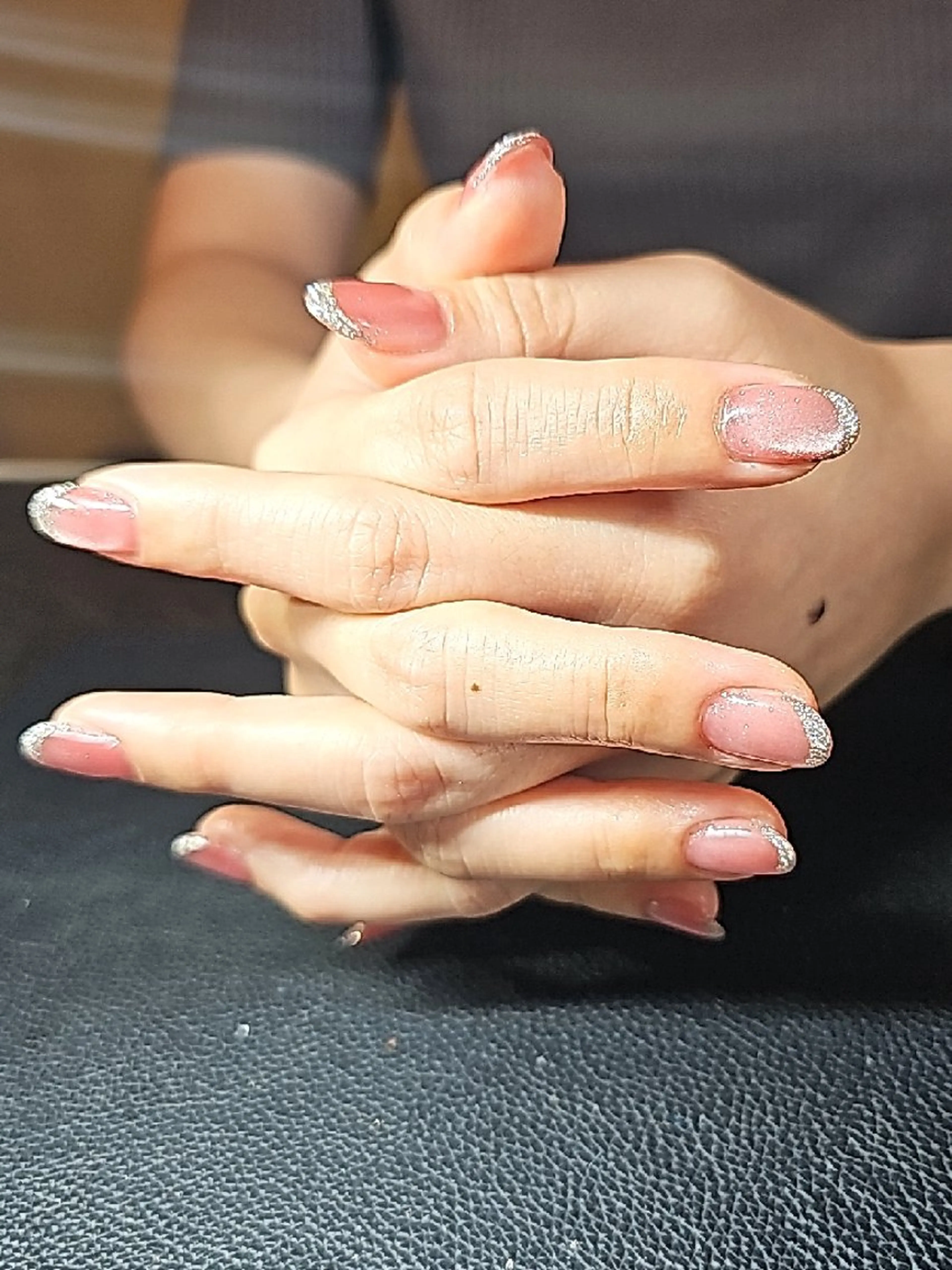 ネイル フレンチネイル ラメ(グリッター) マグネットネイル ピンク salon de  Princessのネイルデザイン
