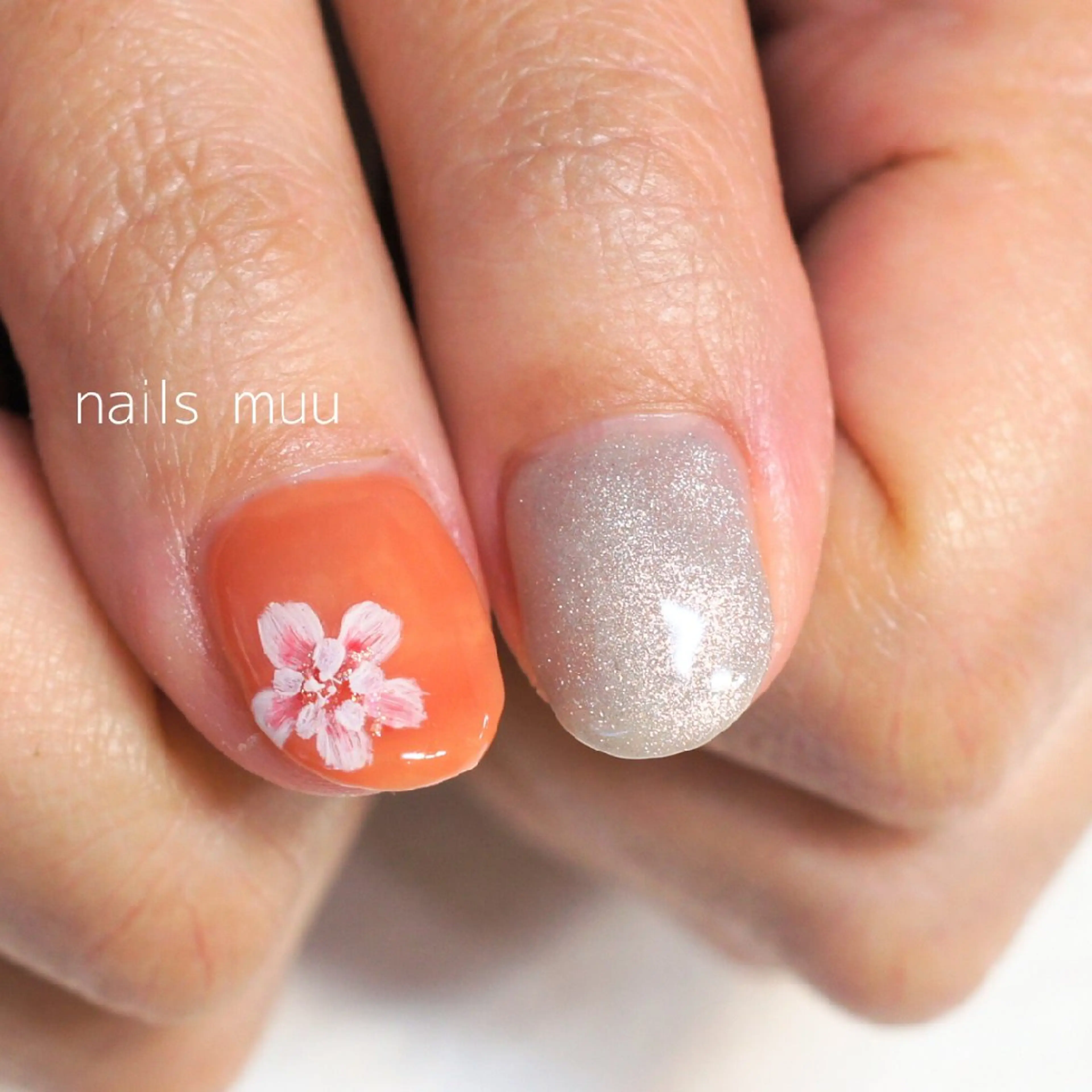 ネイル 桜ネイル ガーリー 春ネイル ハンドネイル nails muu まゆのネイルデザイン