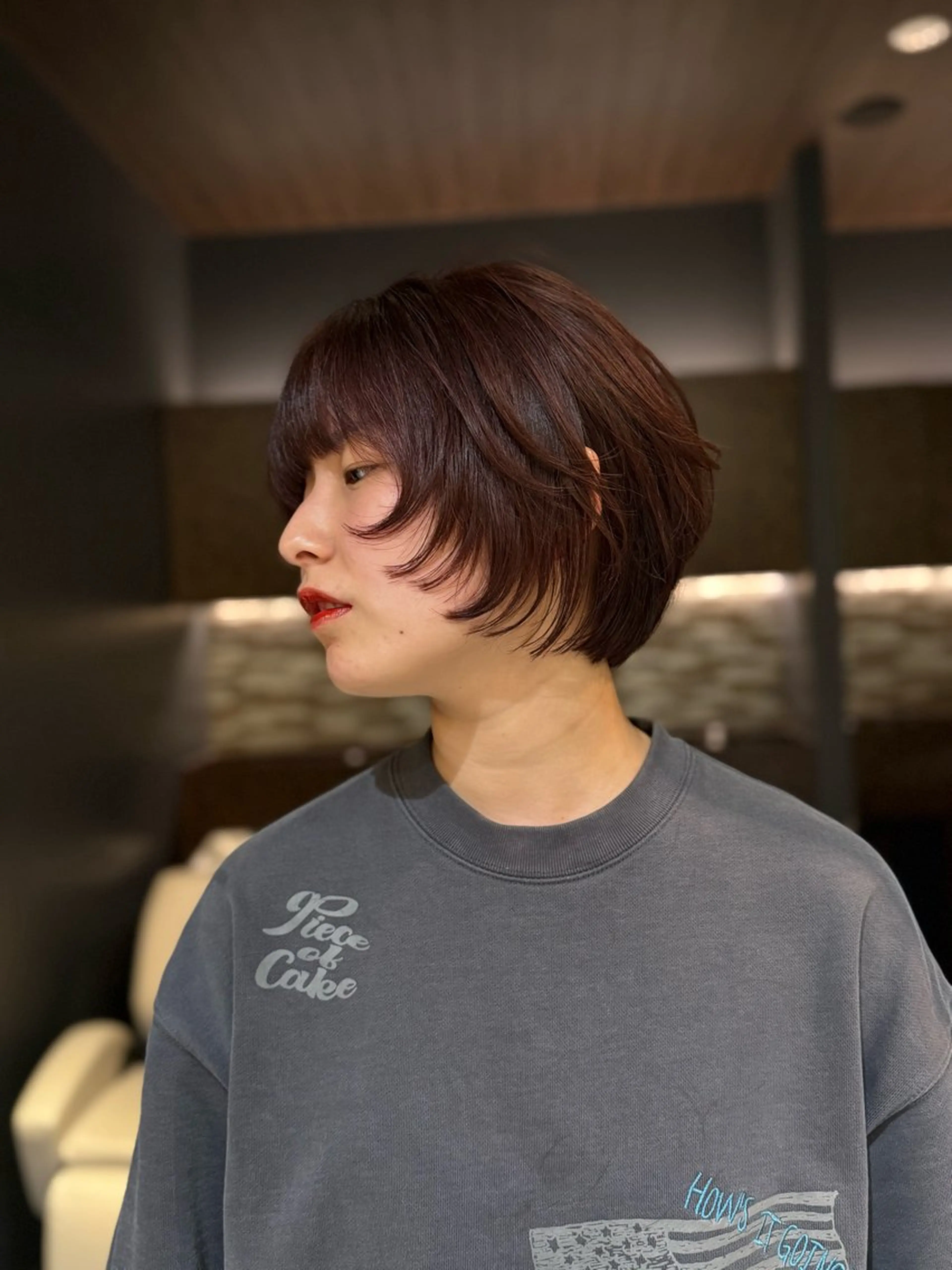 ショート カラー ブラウンカラー ピンクカラー ピンクブラウン ボブ レイヤーカット カット ヘアカラー Harris　表参道・外苑前・青山　表参道本店所属・艶カラー/ハイトーン /アレンジ/meiのヘアスタイル