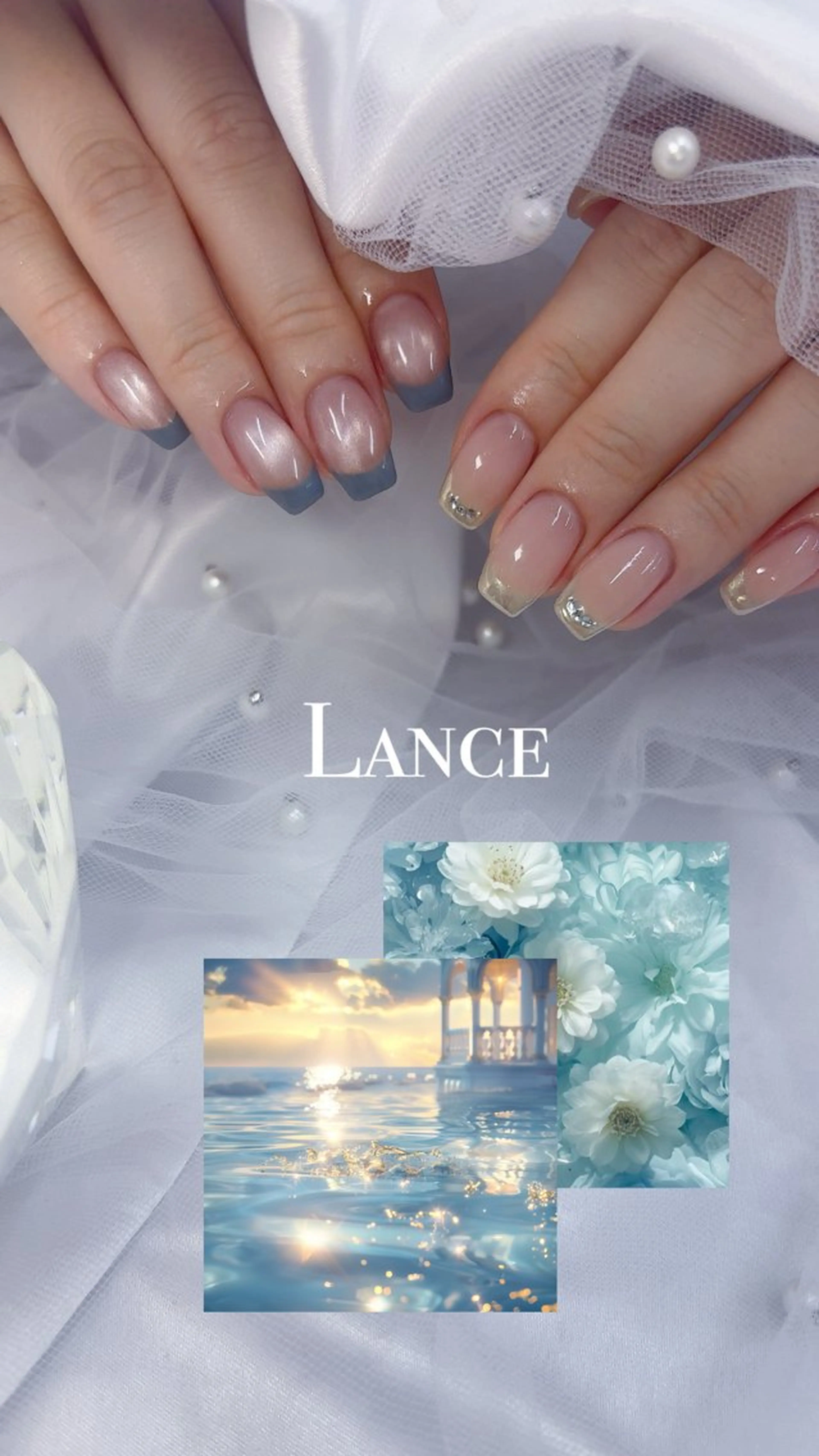 ネイル オーロラネイル ドット フットネイル 氷ネイル・うるうるネイル キラキラネイル ハンドネイル Lance nailのネイルデザイン