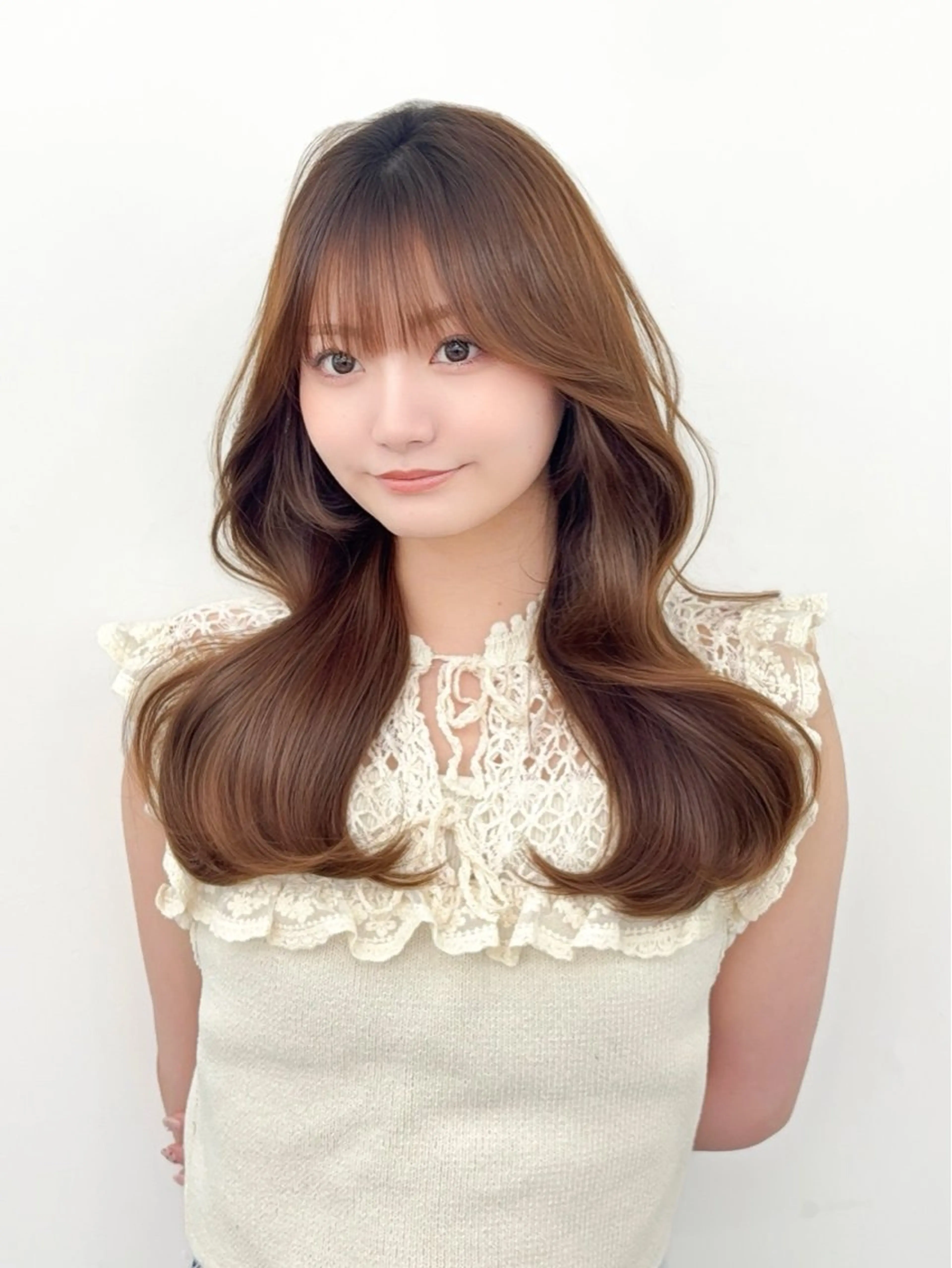 ロング カラー ブラウンカラー 透明感カラー カット ヘアカラー トリートメント 韓国ヘア/レイヤー/ 顔まわり足立遥奈のヘアスタイル