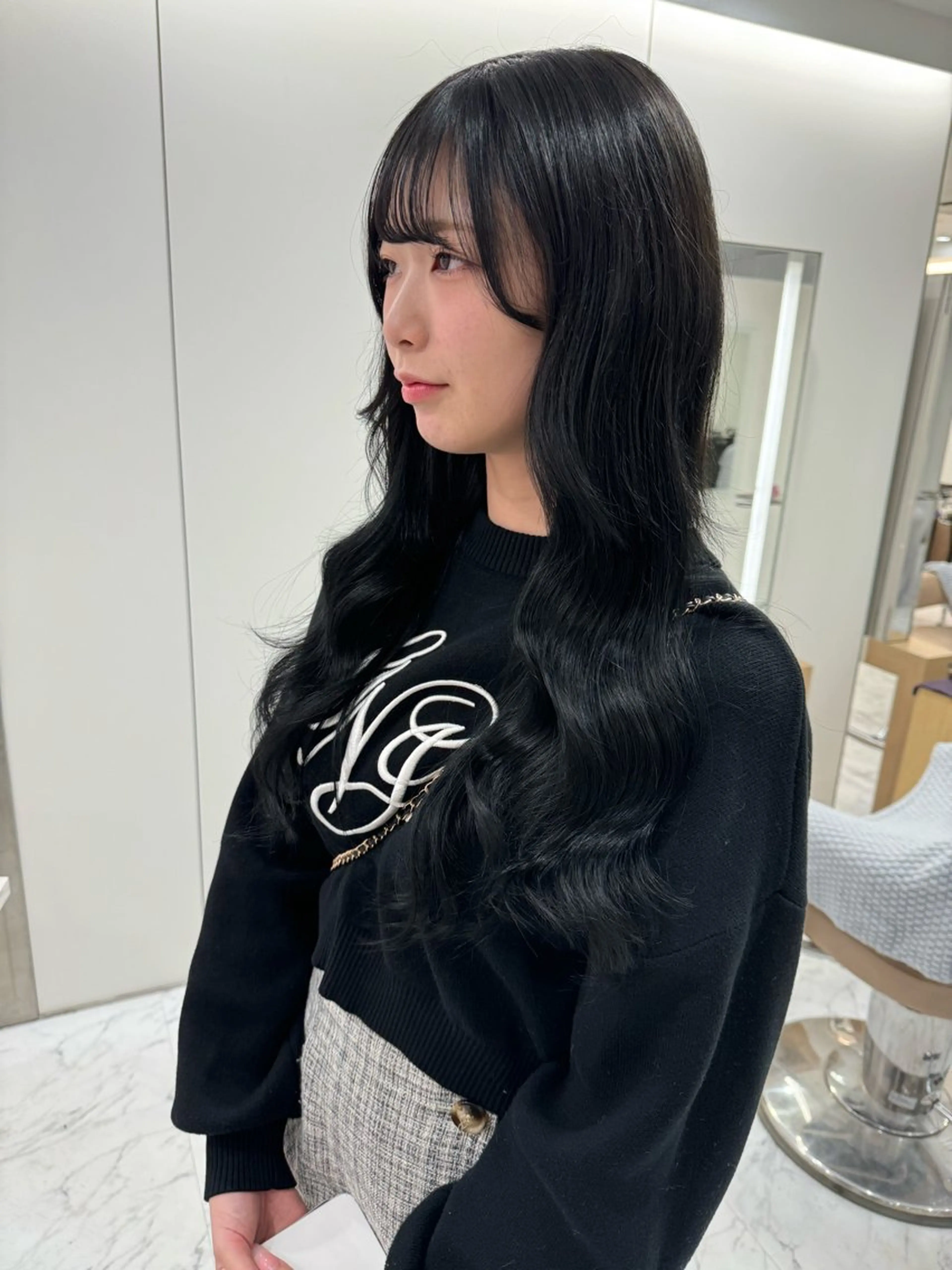 セミロング シールエクステ エクステ 韓国風ヘア 濱川響太レディース カットモデルのヘアスタイル