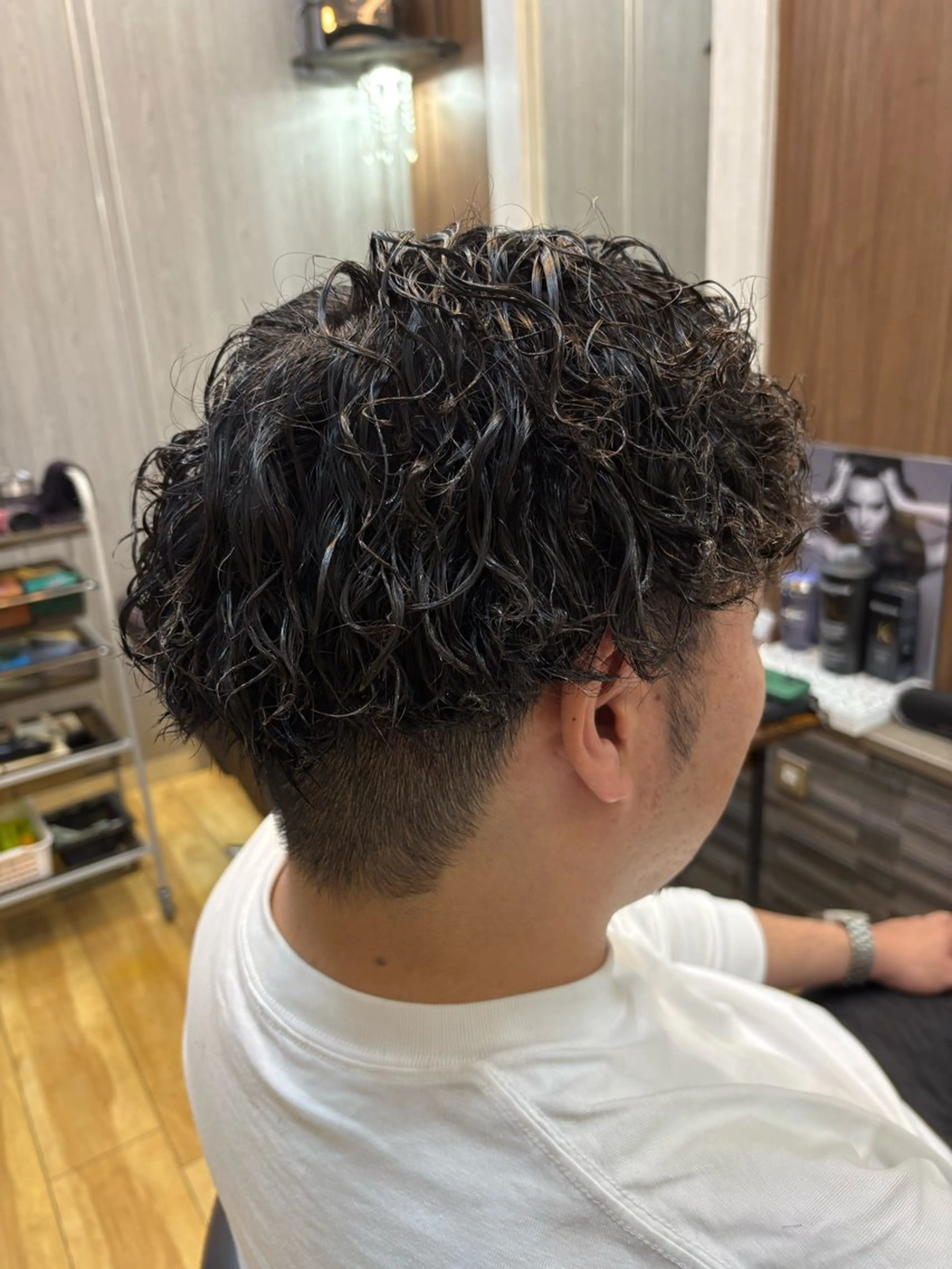 ミディアム パーマ ヘアアレンジ メンズ ミディアムパーマ メンズパーマ スパイラルパーマ カット パーマ 細川武琉/艶カラー /Aqua limeのヘアスタイル