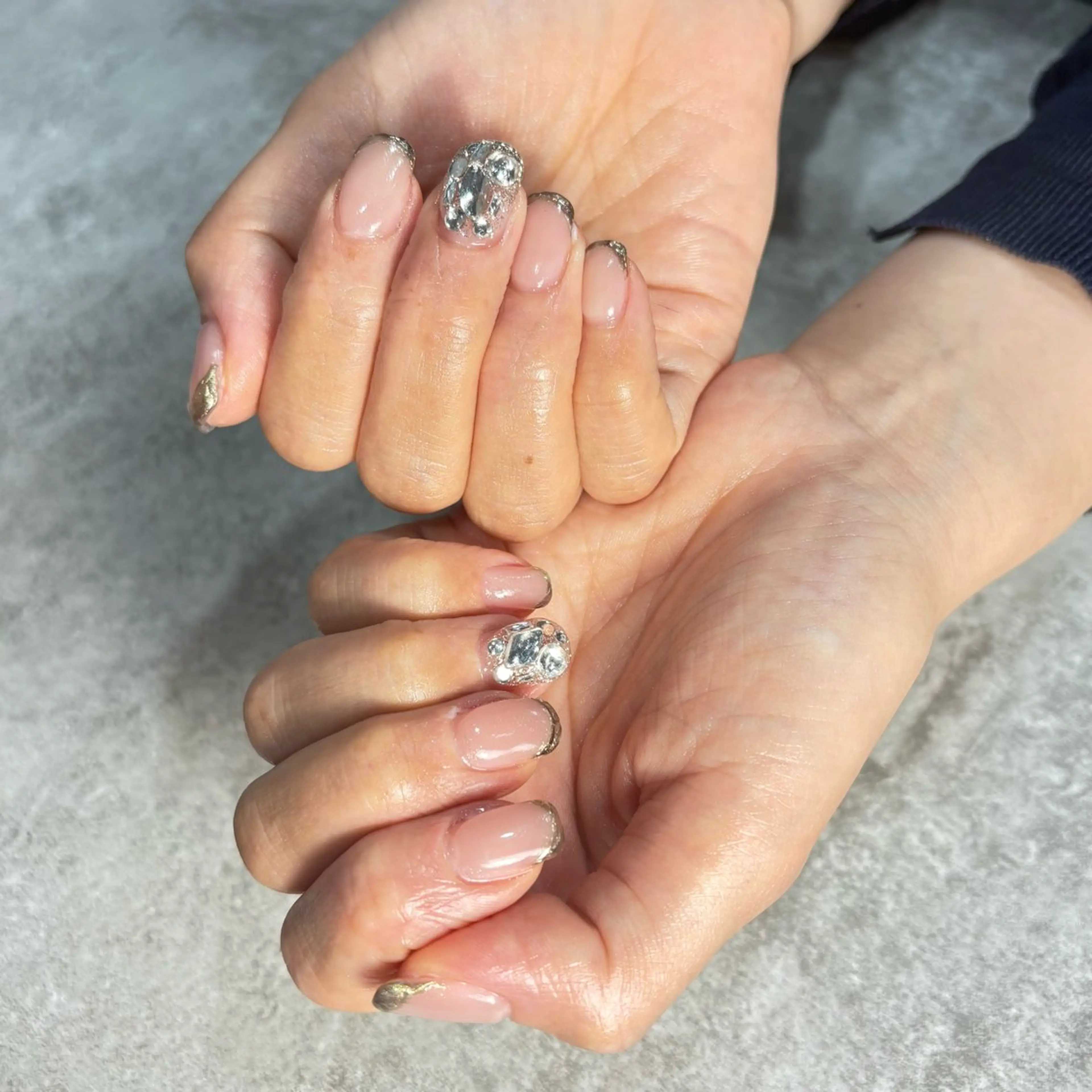 ネイル フレンチネイル ミラーネイル 諌山 順恵のネイルデザイン