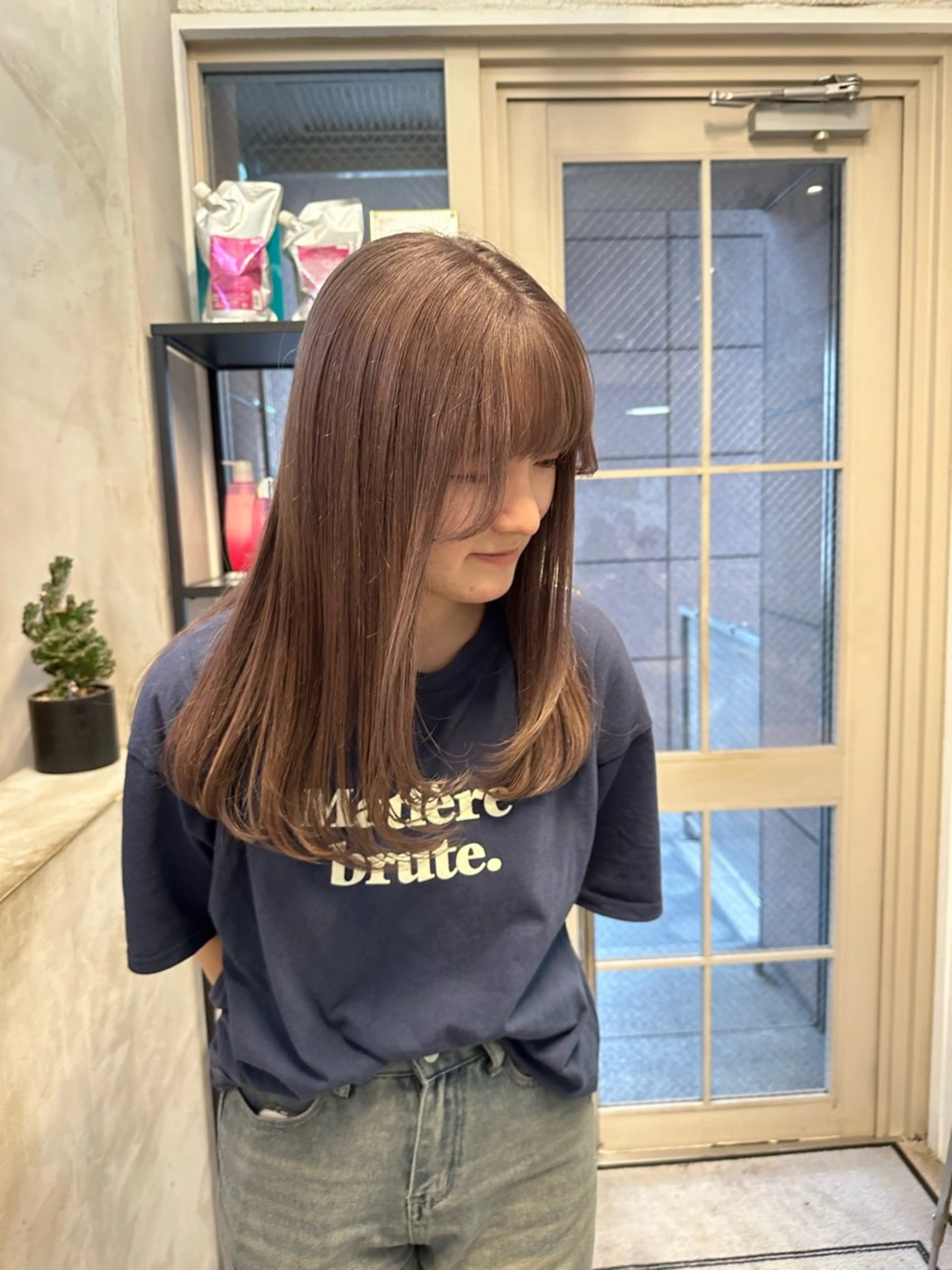 セミロング カラー ブリーチ ハイトーンカラー ブリーチなしカラー ボブ ヘアカラー REINA☁️透明感 カラー/ぷつっと♡のヘアスタイル