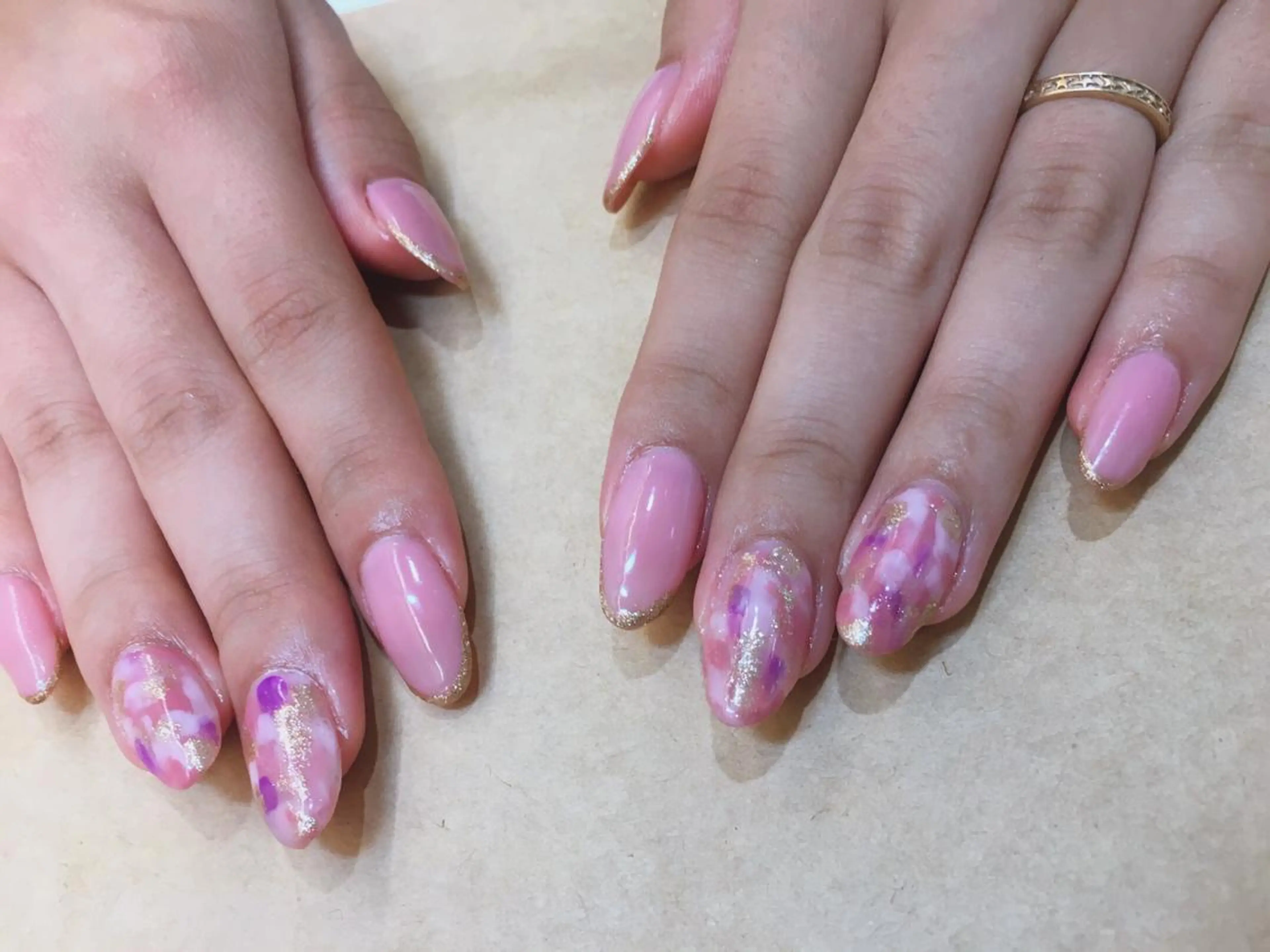 ネイル ゴールド ピンク JurerEye☆ Marikoのネイルデザイン