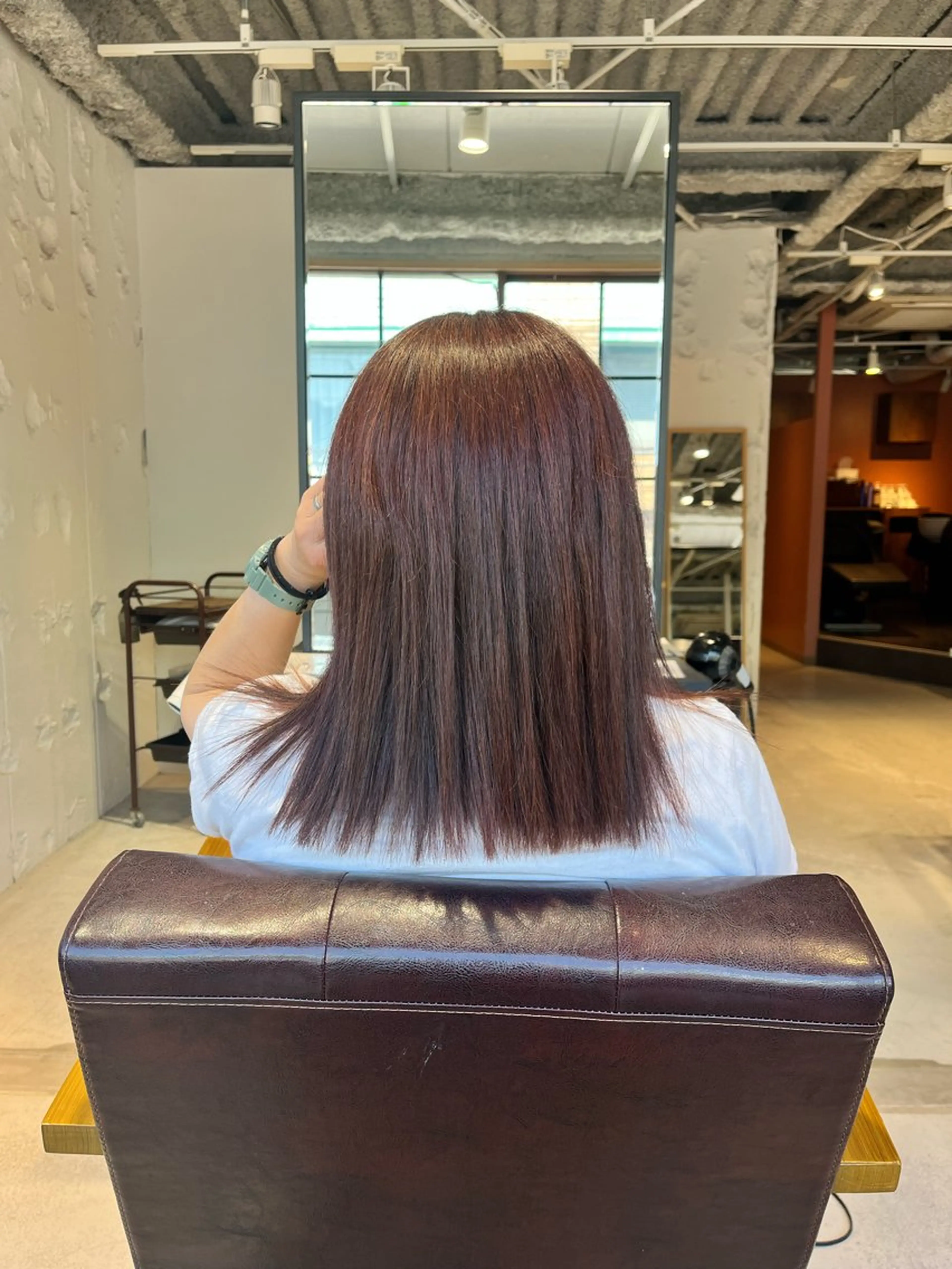 ミディアム カラー オレンジ オレンジレッド レッドカラー ヘアカラー トリートメント カットモデル募集/ 石川絢佳🍓⸝⸝꙳のヘアスタイル