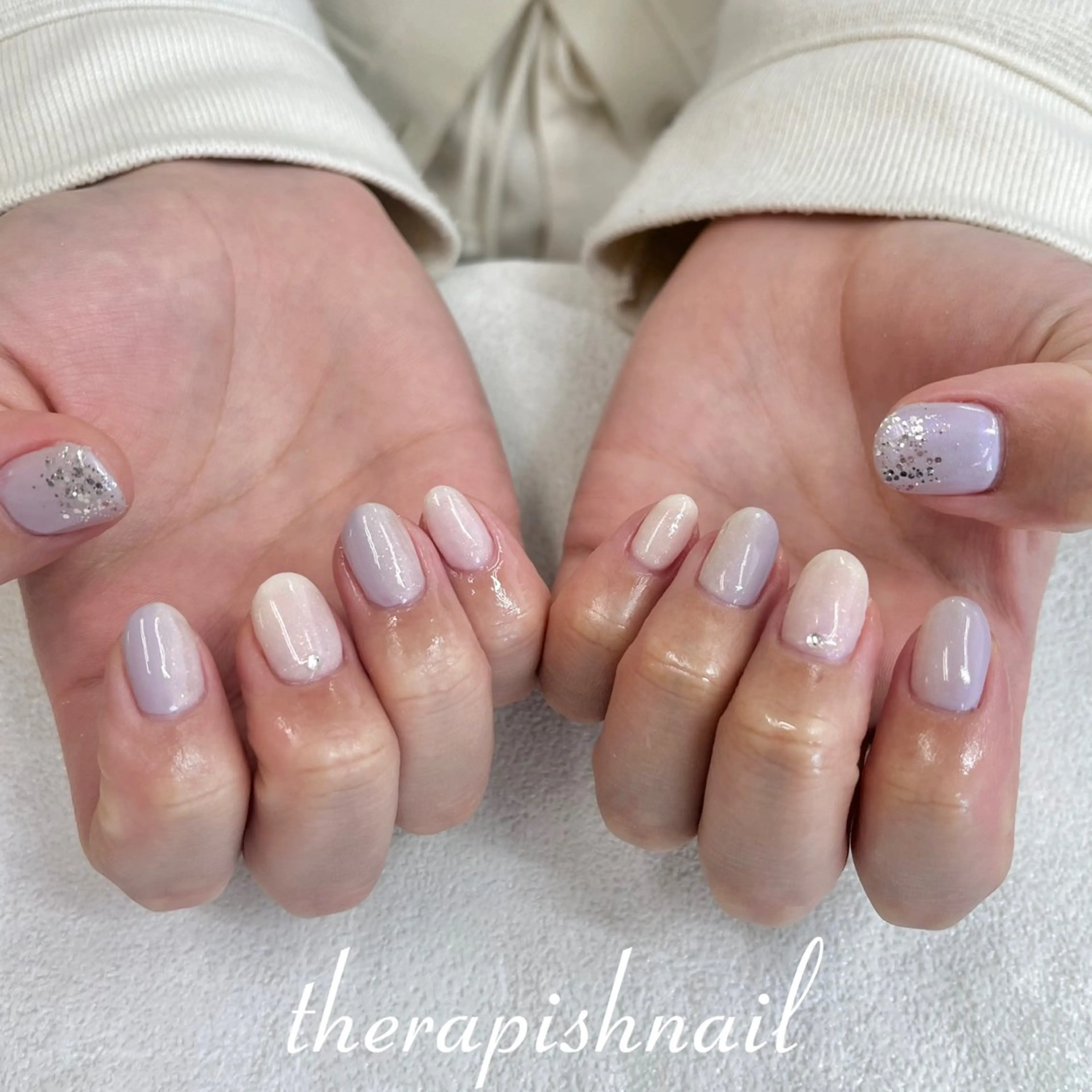 ネイル パープル therapish 東三国徒歩1分 ゆなのネイルデザイン