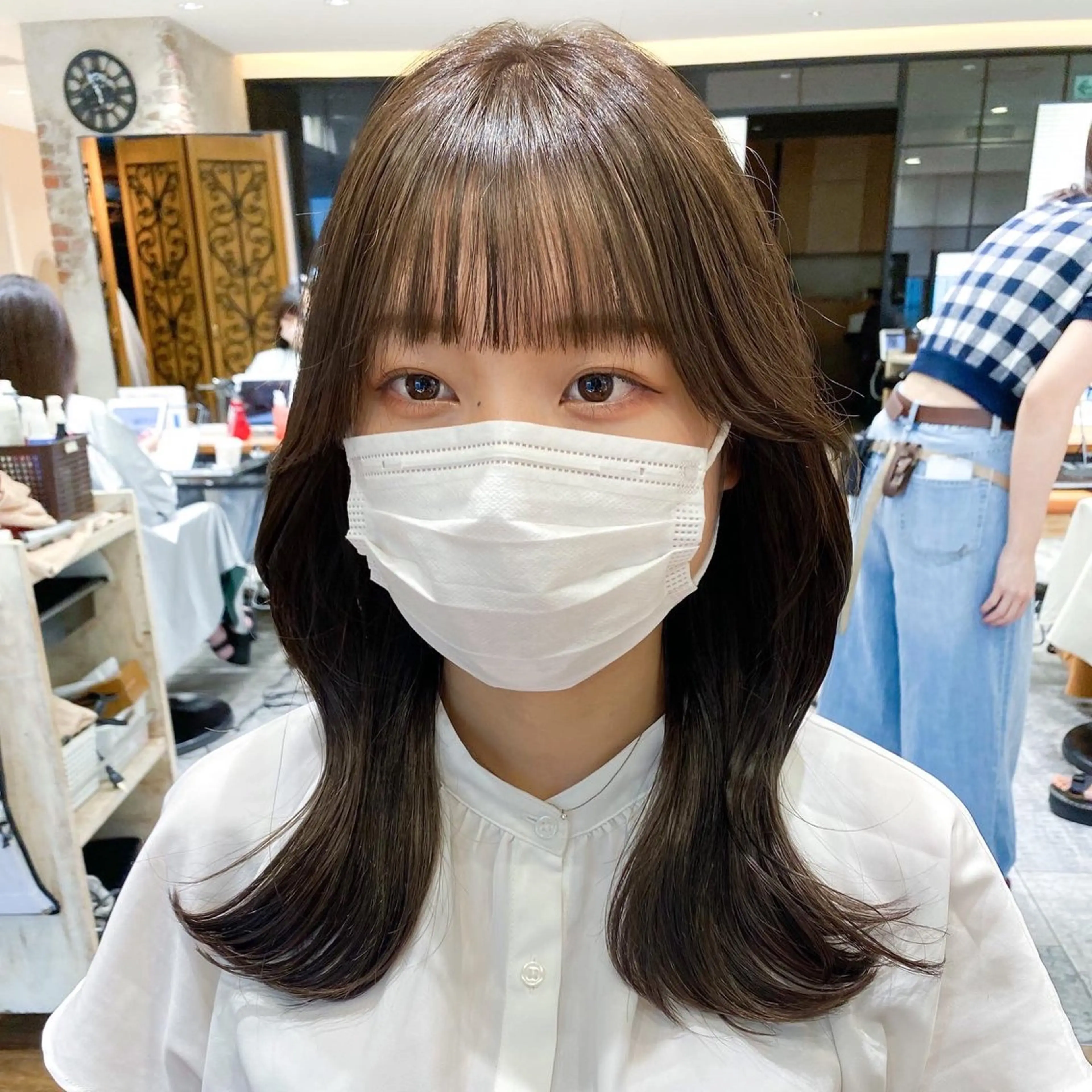 セミロング カラー ベージュカラー ブラウンカラー ブラウンベージュ くびれヘア 顔周りカット 顔周り/くびれヘア 韓国ヘア💕風間るなのヘアスタイル