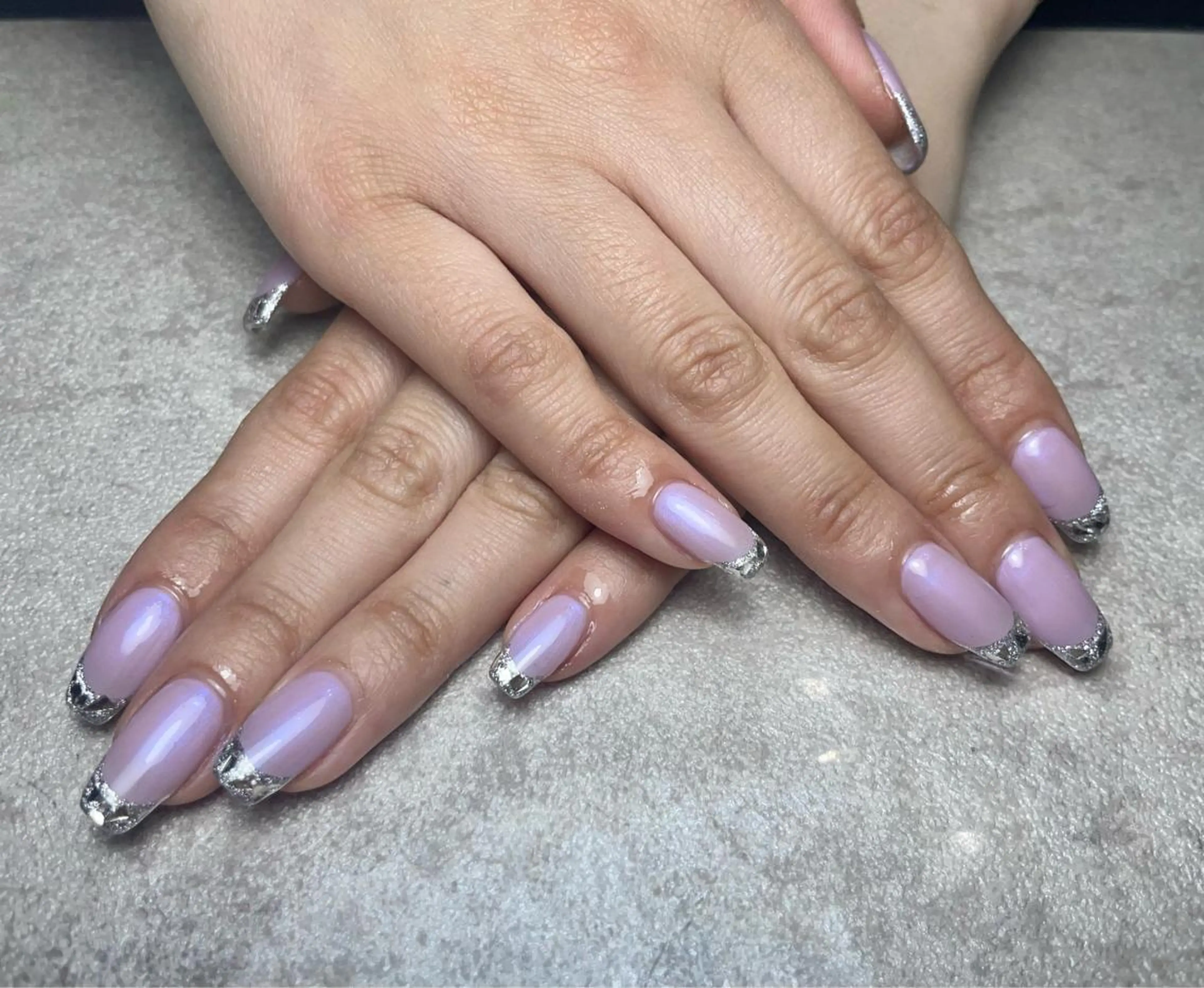 ネイル フレンチネイル ジェルネイル ガラスフレンチ パラジェル BLANC.nail yuuのネイルデザイン