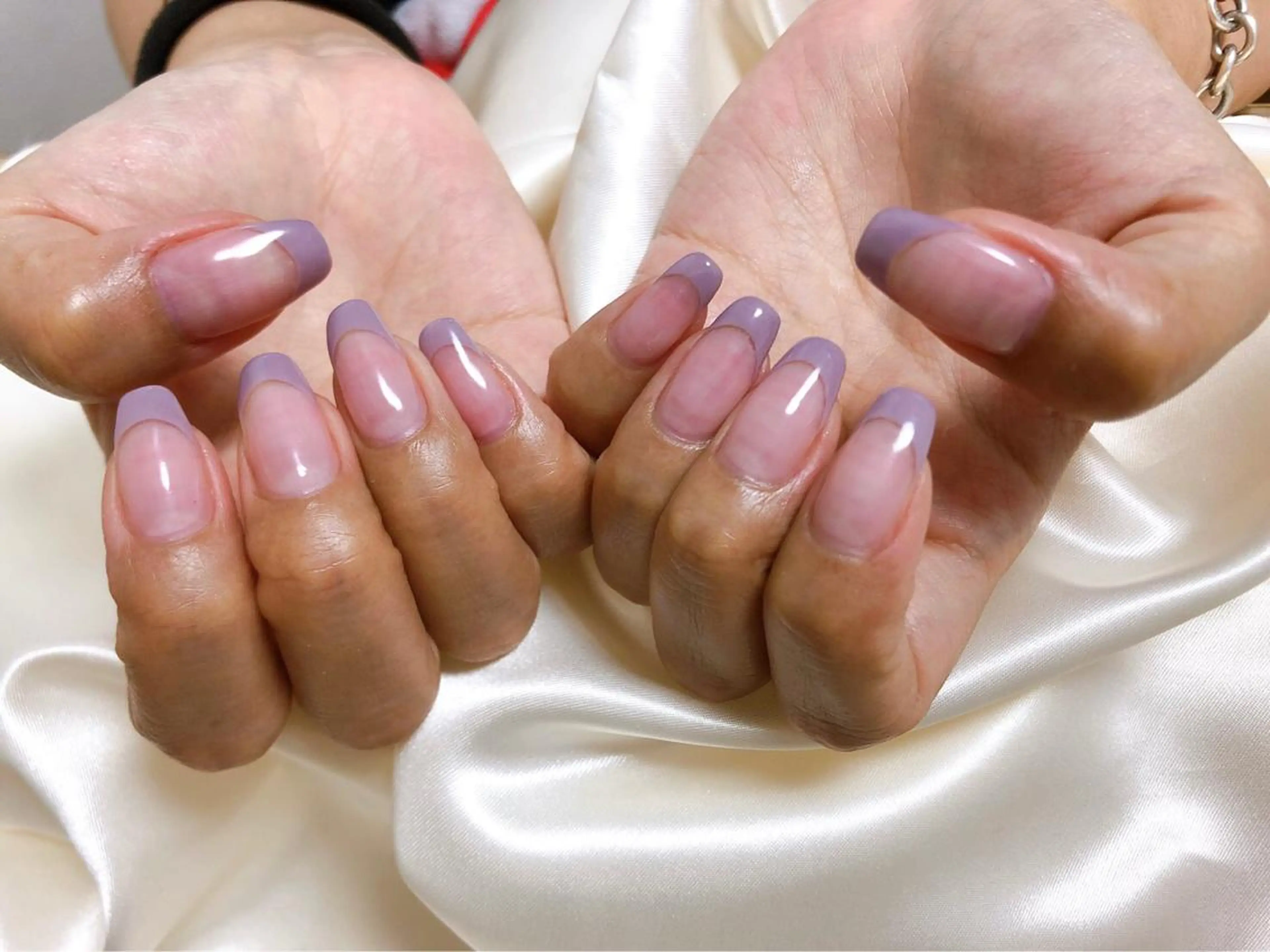 ネイル フレンチネイル パープル スクエアネイル kikinail 溝の口のネイルデザイン