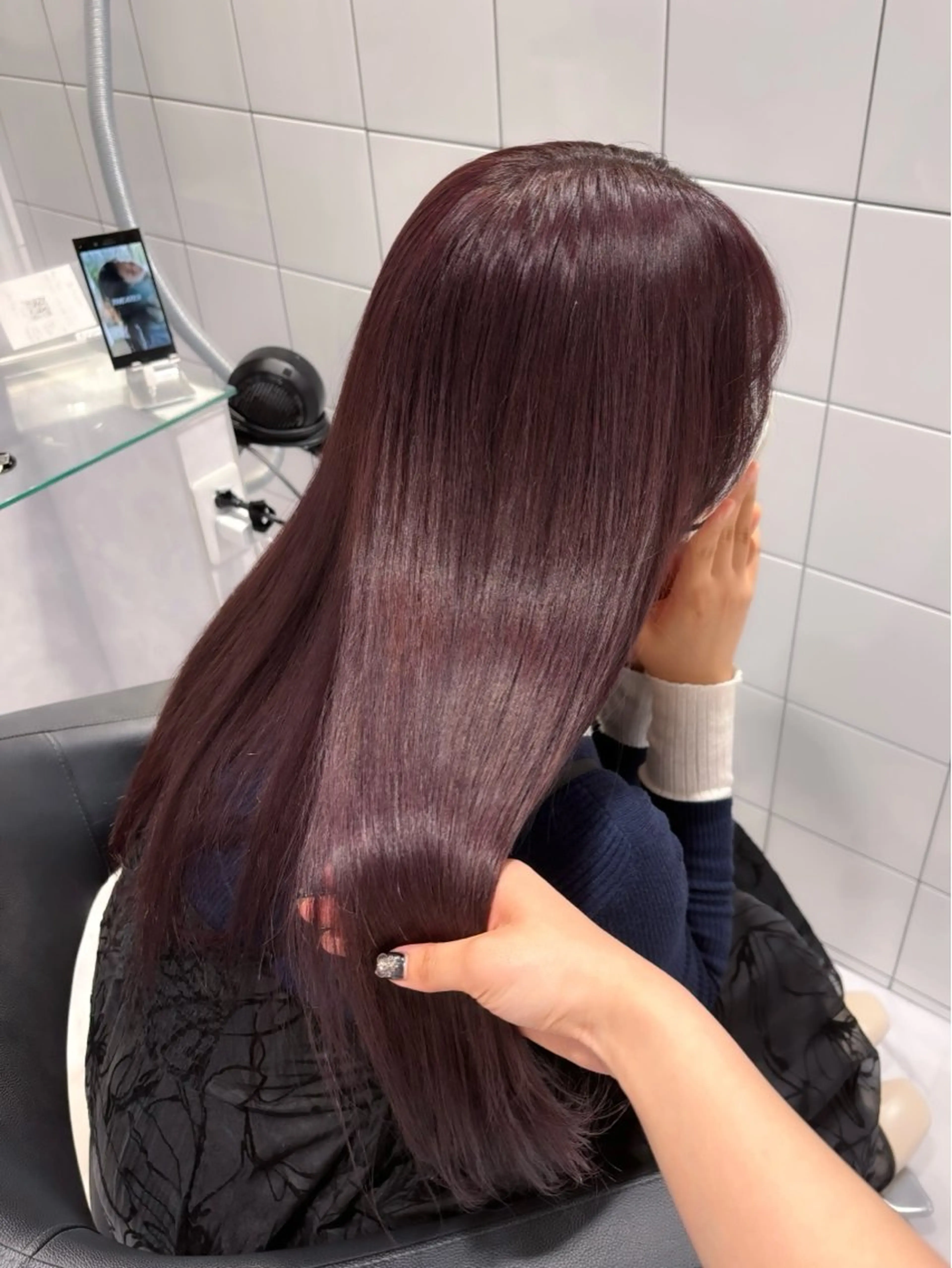 ロング カラー ブリーチ ダブルカラー ラベンダーカラー ブリーチなしカラー ピンクカラー 表参道♡暗髪♡ 艶カラー♡アユミのヘアスタイル