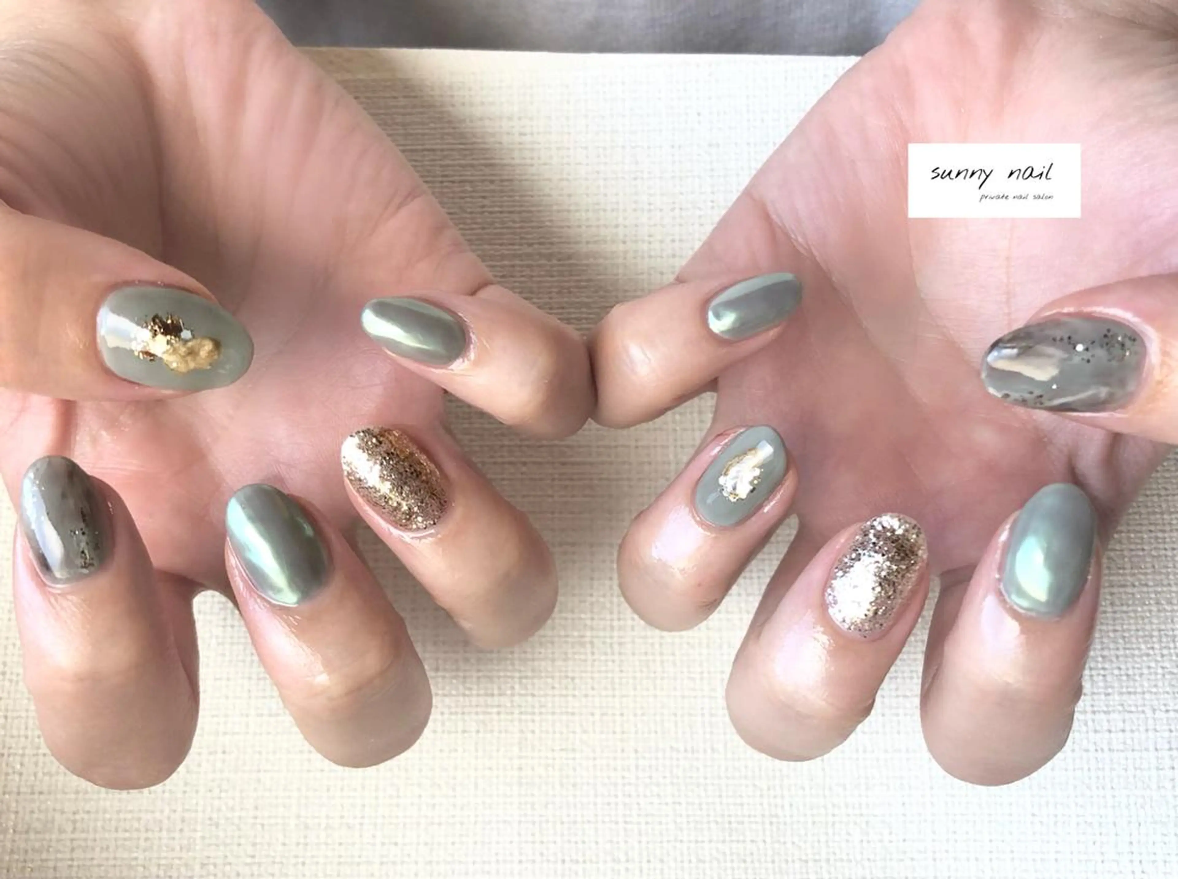 ネイル オーロラネイル ジェルネイル ミラーネイル ニュアンスネイル パラジェル sunny nailのネイルデザイン