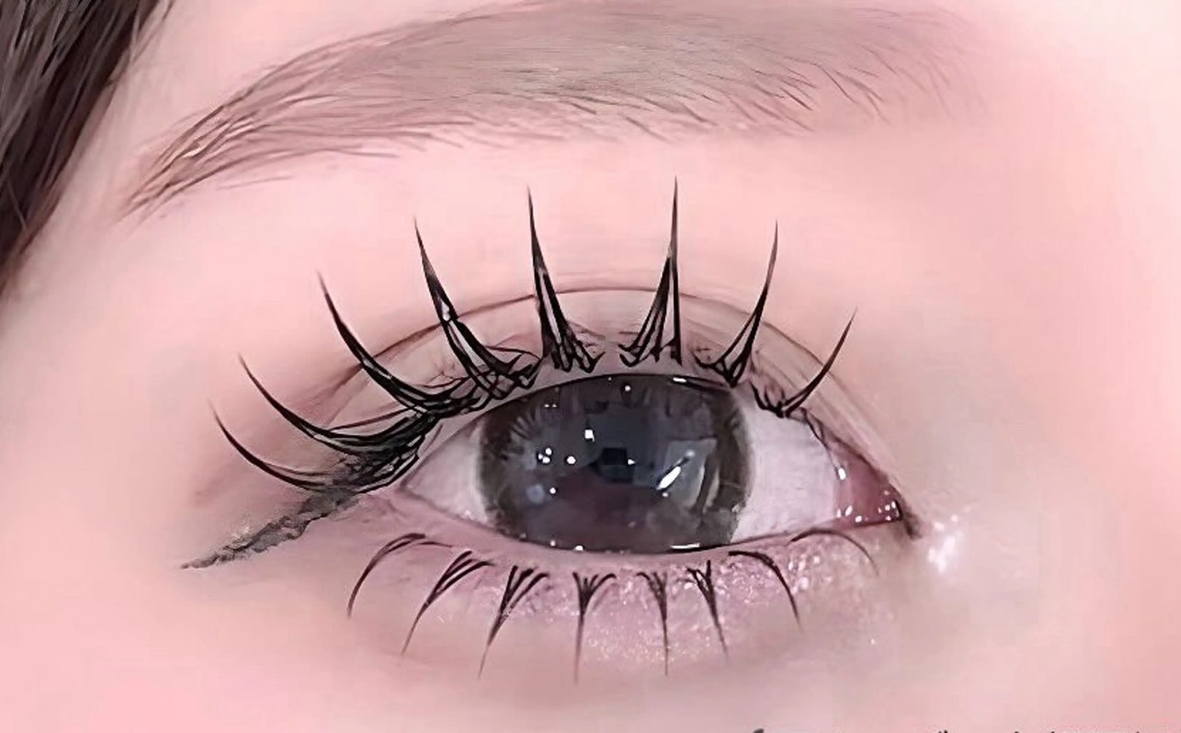 【まつげエクステ】⭐️オフ無料⭐️フラットラッシュ上140本＋下まつげ40本💎束感コーティング付の写真