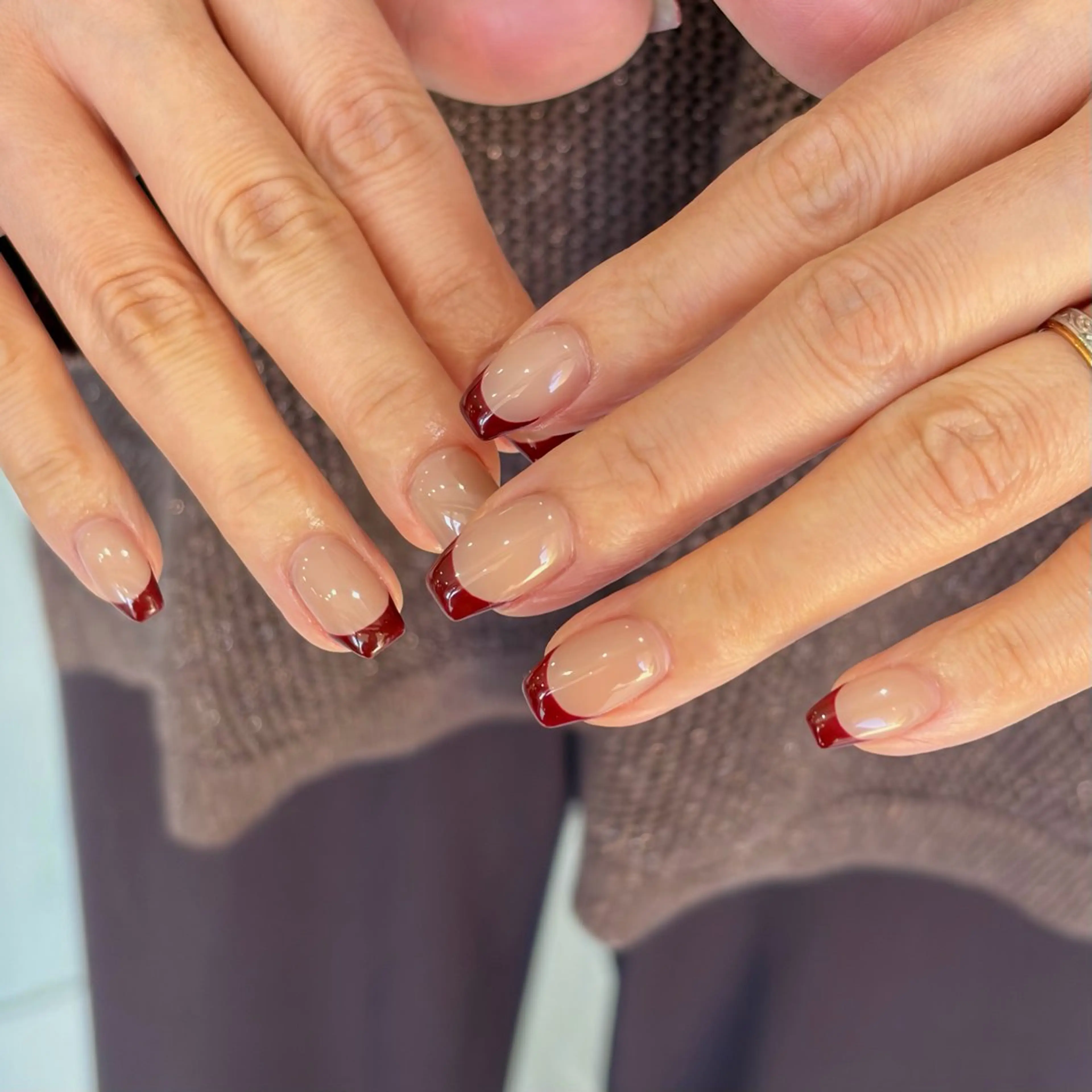 ネイル ボルドー フレンチネイル ハンドネイル GRANDEUR焼津 Nana🦖のネイルデザイン