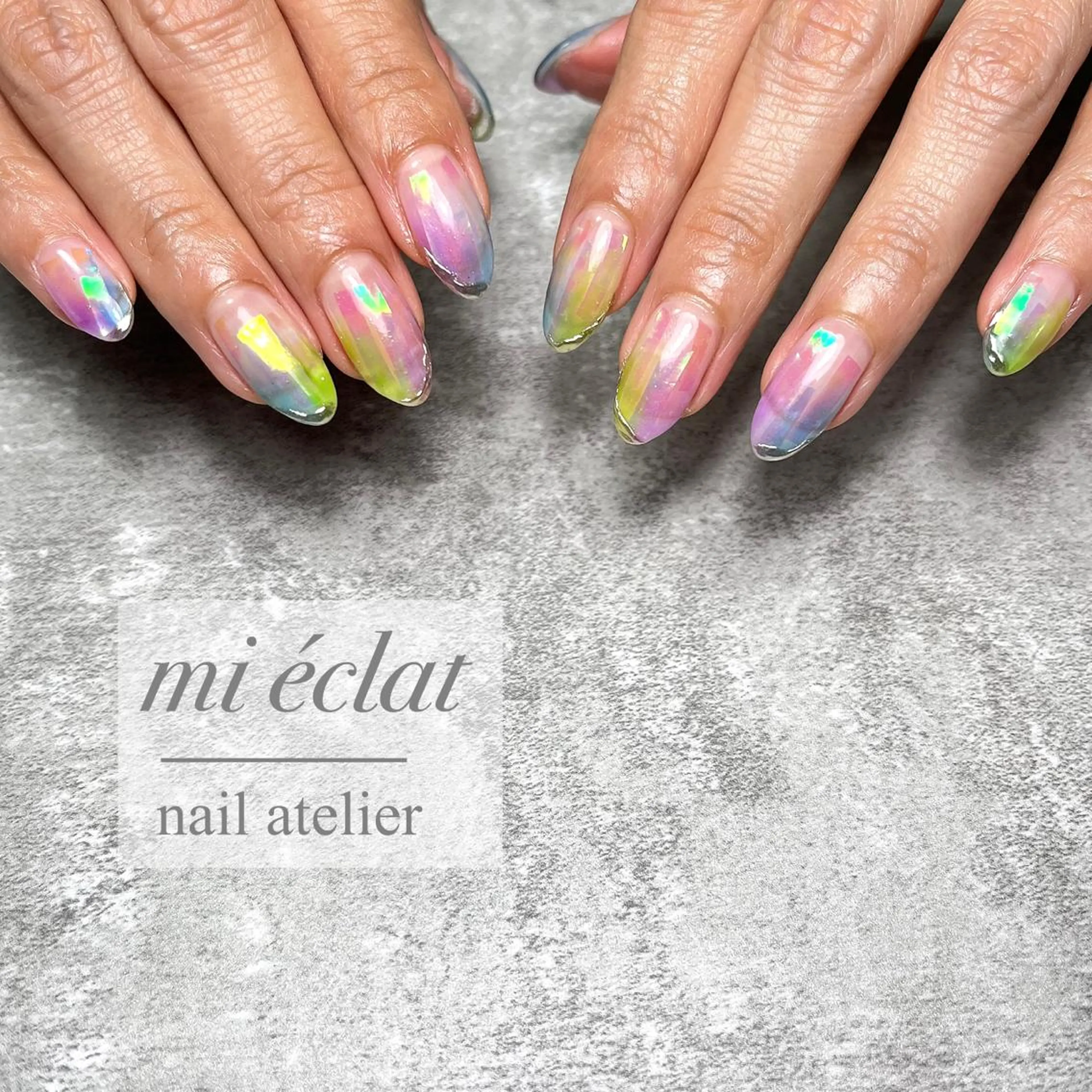 ネイル アートネイル オーロラネイル ブラウン チークネイル フットネイル mi éclat ミ　エクラのネイルデザイン