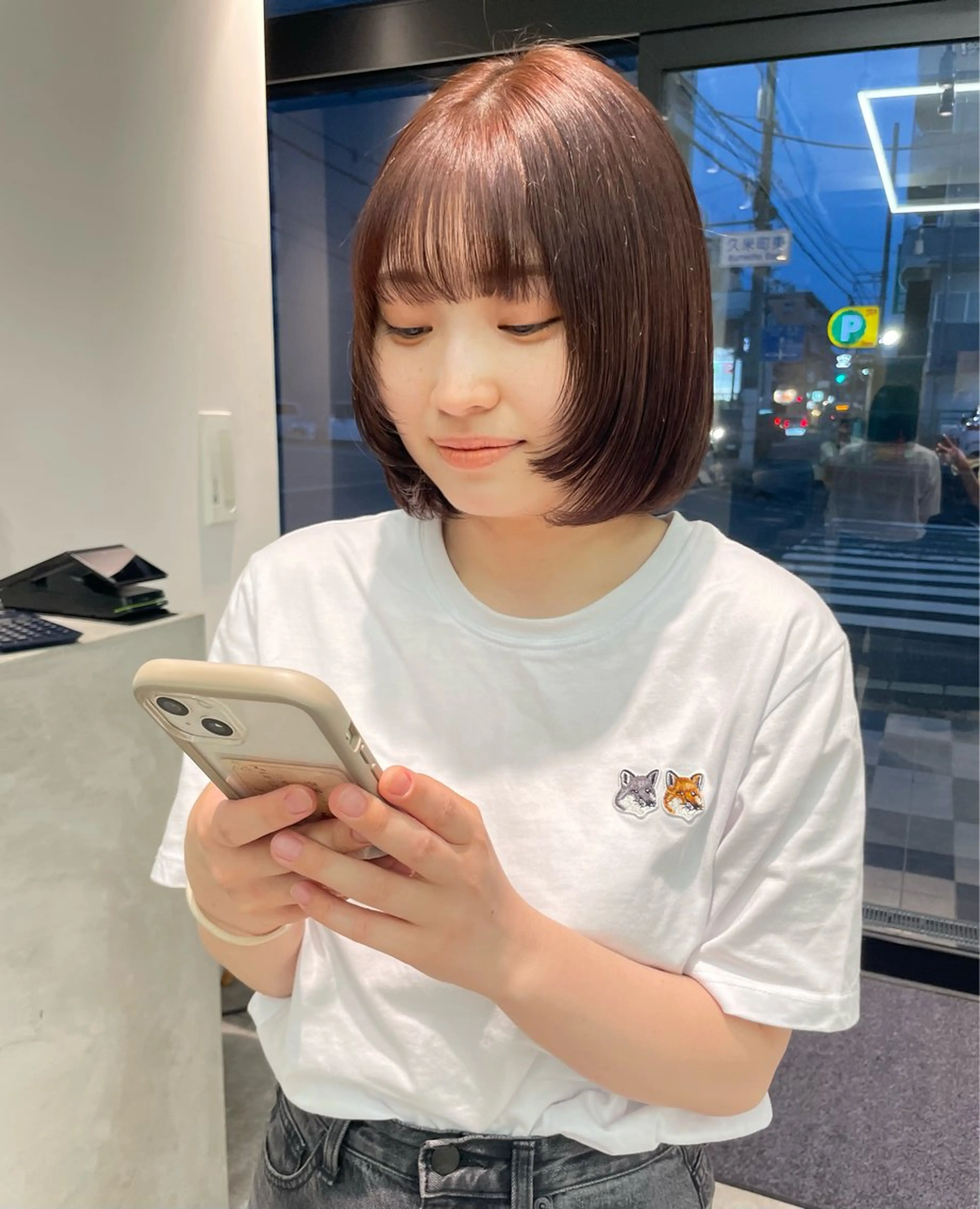 ミディアム カラー ボブ カット ヘアカラー トリートメント yuka🥕 橿原神宮前のヘアスタイル