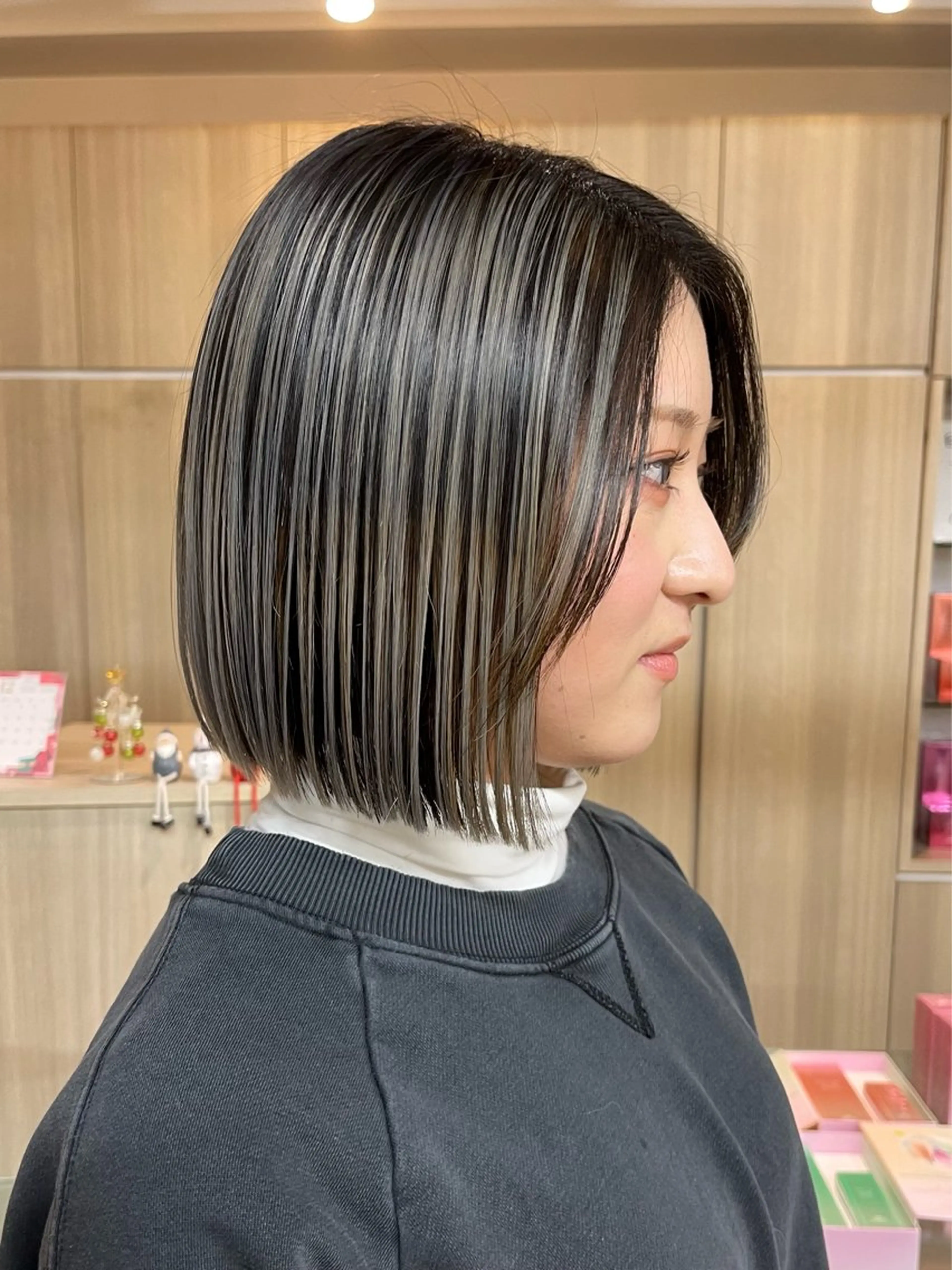 ミディアム カラー 野田頭 心🌿/ボブ レイヤー/艶カラーのヘアスタイル