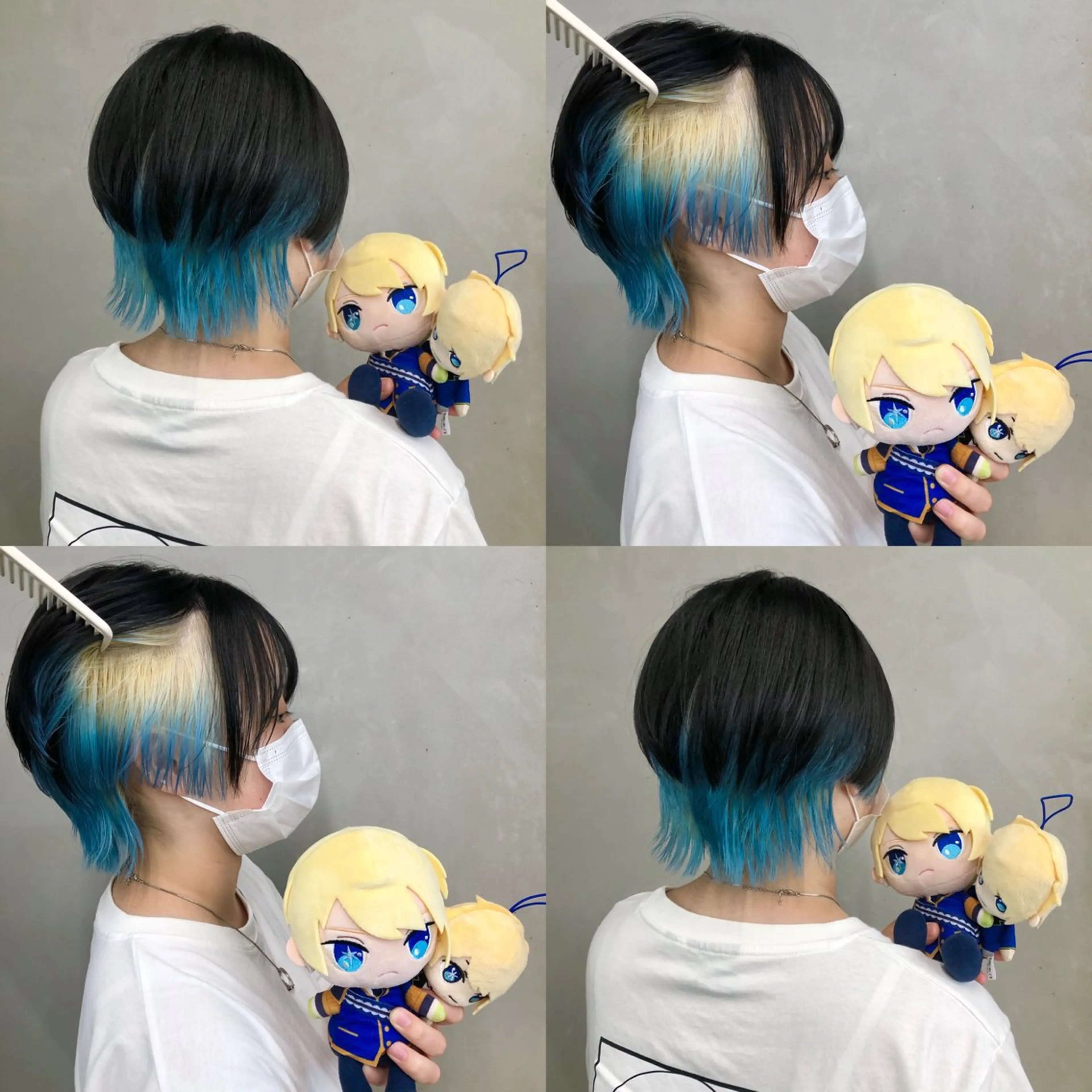 ショート カラー アクアカラー ブリーチ ブロンド ブルーカラー グラデーションカラー 推しカラー✨ オタク美容師ユウカのヘアスタイル