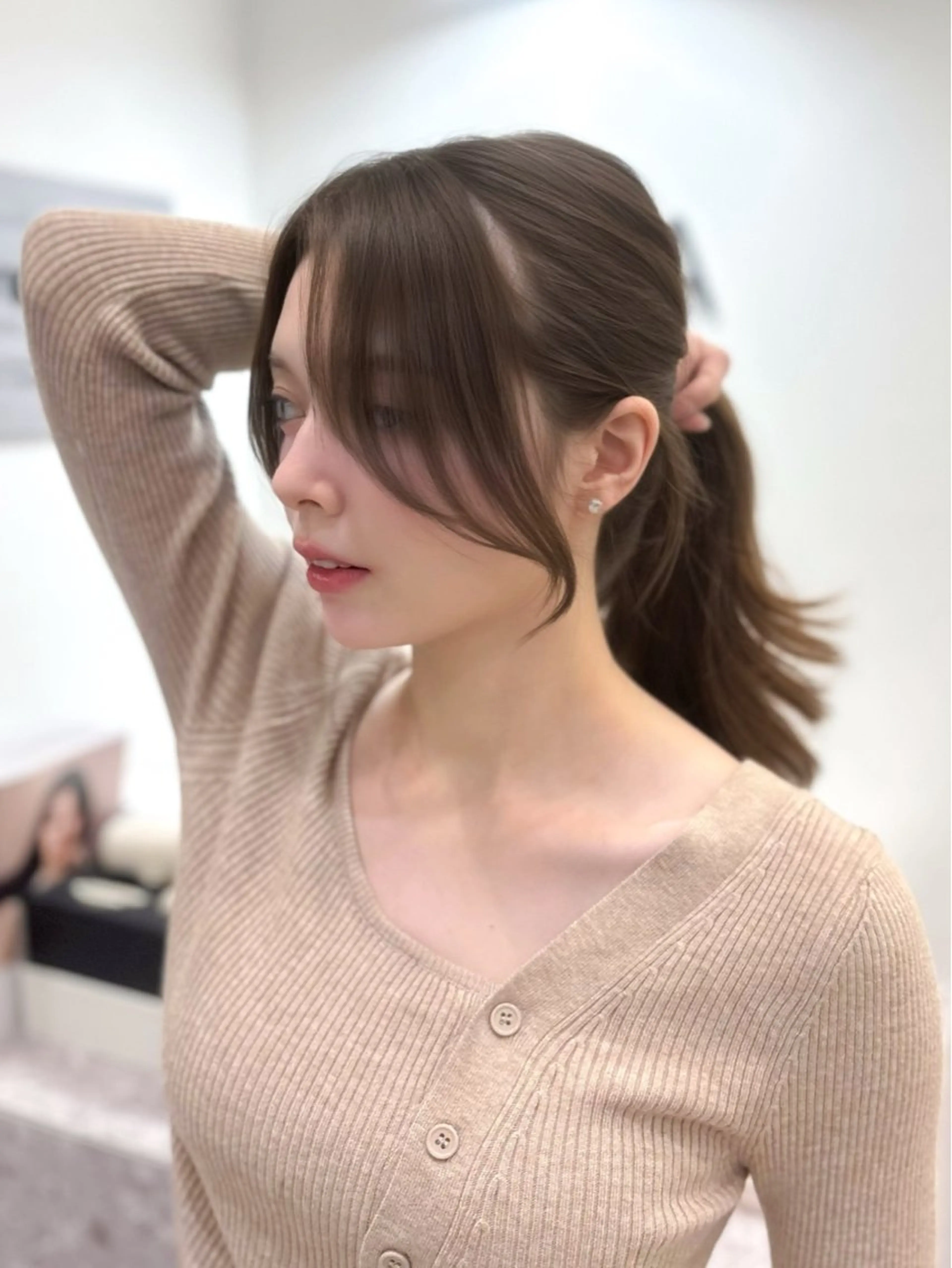 ロング カラー ベージュカラー 韓国風ヘア レイヤーカット カット トリートメント 艶髪/モテヘア🎀 MIHOのヘアスタイル