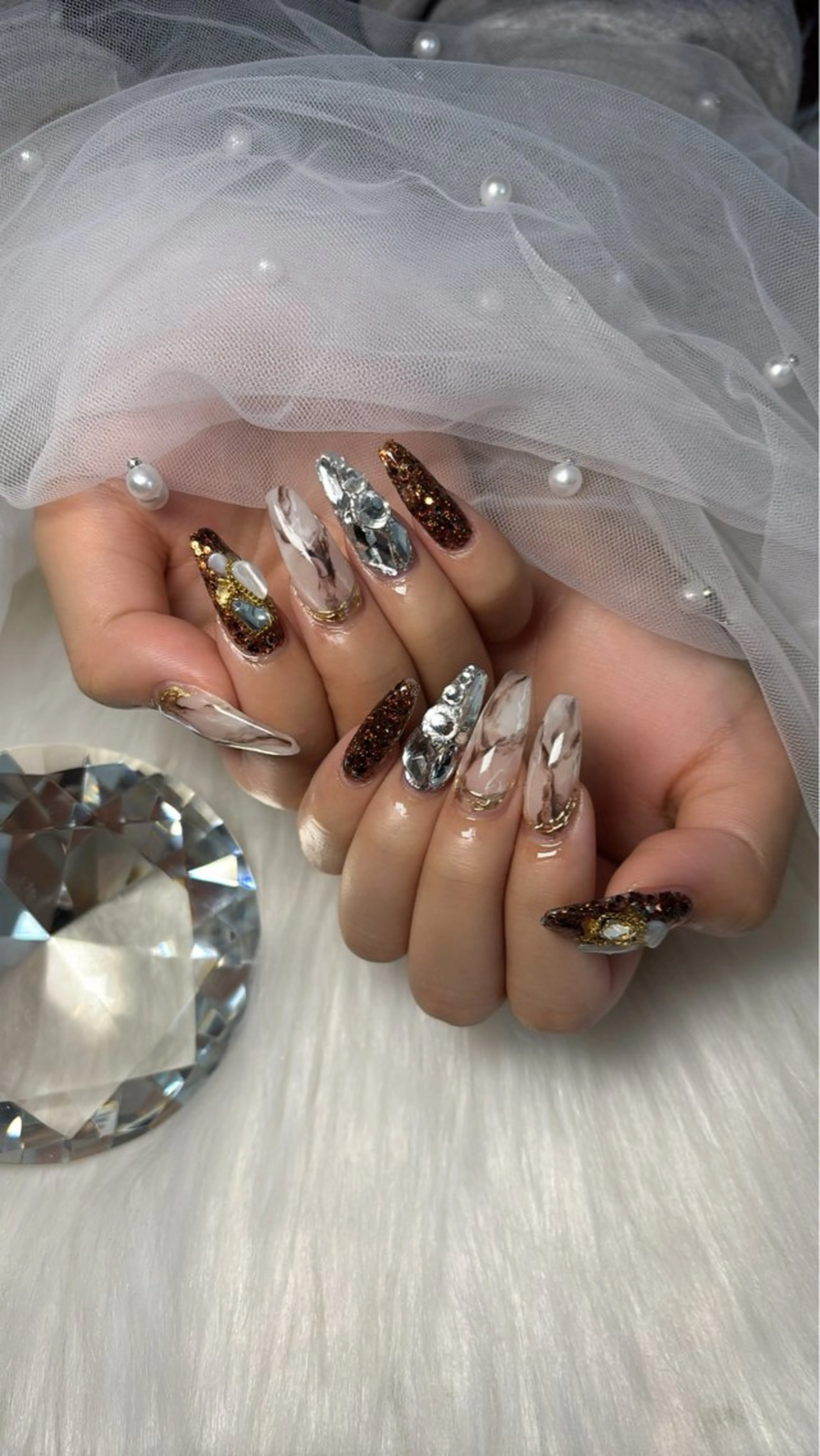 🩵オフ有り)Gel-Xチップ長さ出し　10本アート(マグネット,フラッシュ,パーツ別料金有り)の写真