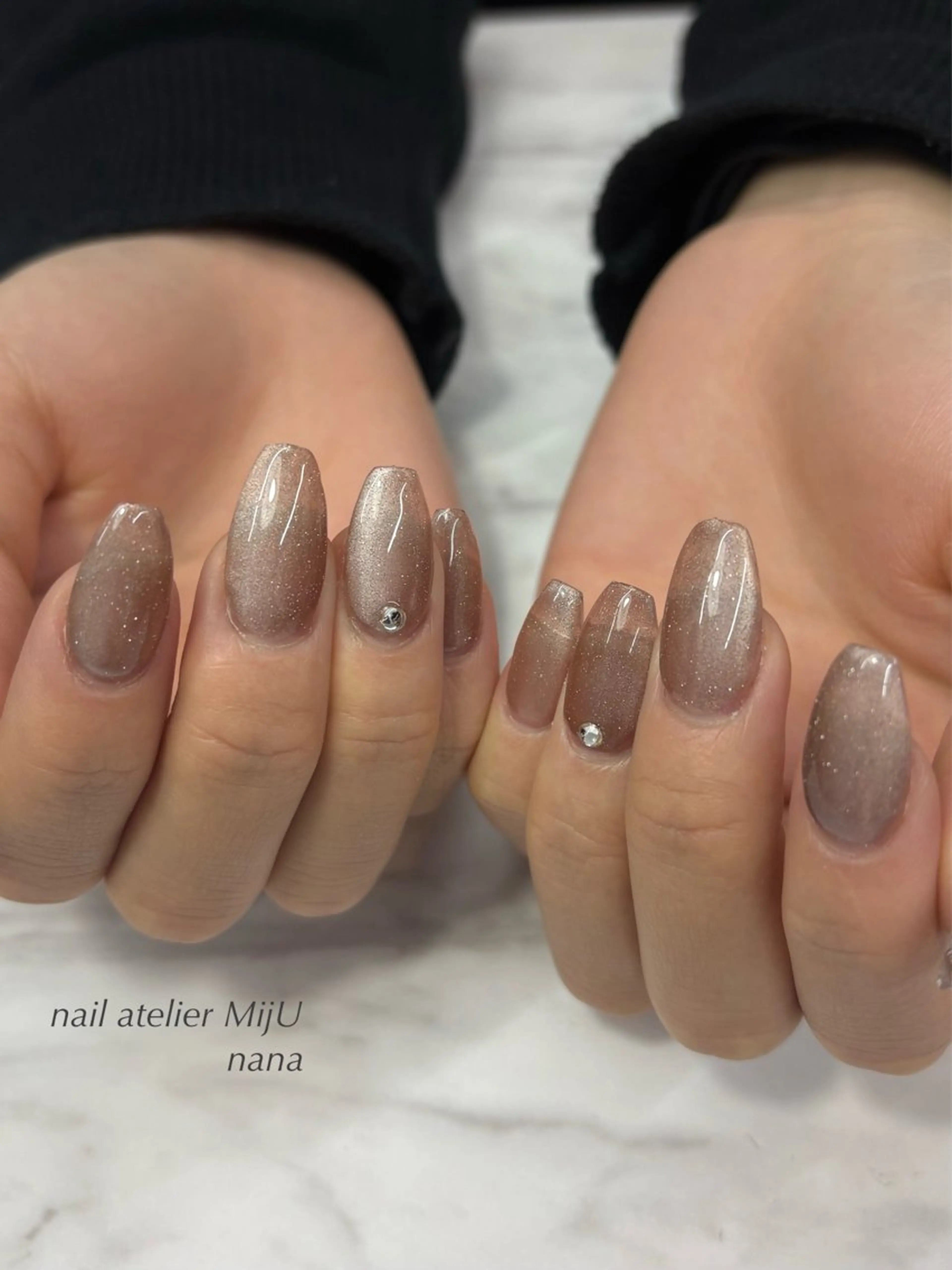 ネイル ブラウン 長さ出し マグネットネイル ネイルチップ nana ｜MijU 高崎のネイルデザイン