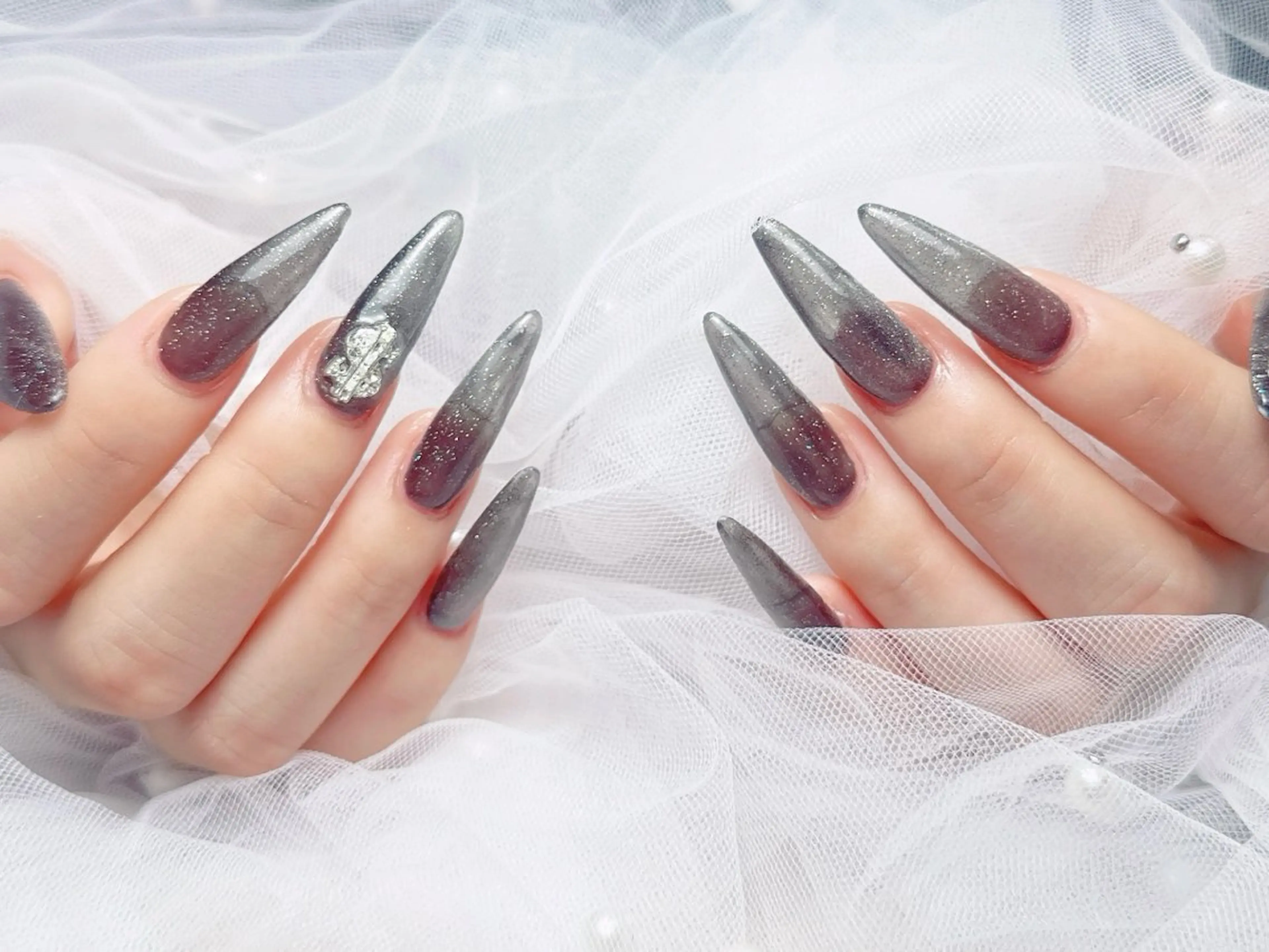 ネイル フレンチネイル ジェルネイル ハート 韓国ネイル マグネットネイル ハンドネイル ネイルサロン lotusのネイルデザイン