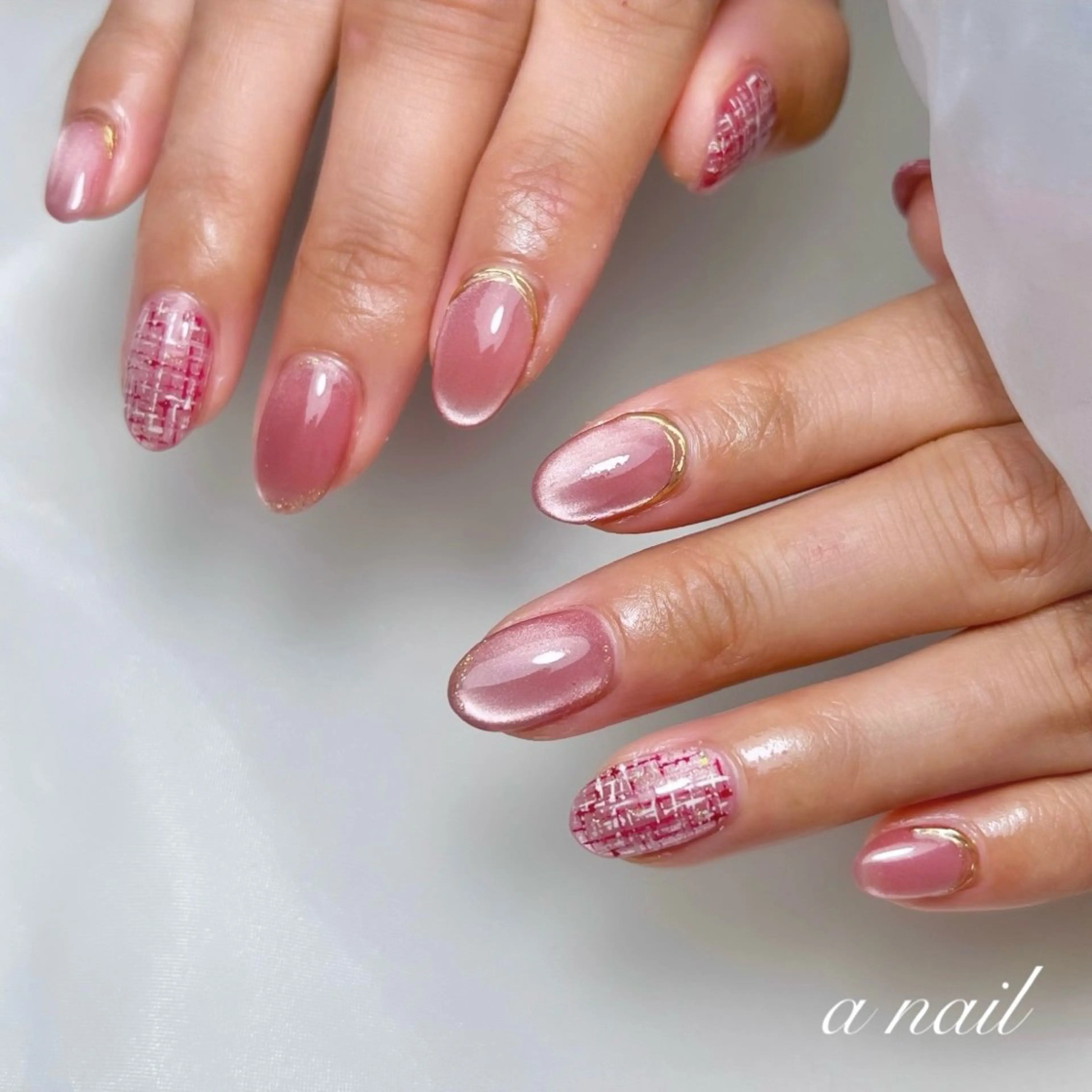 ネイル マグネットネイル ツイードネイル Salon_ a.nailのネイルデザイン