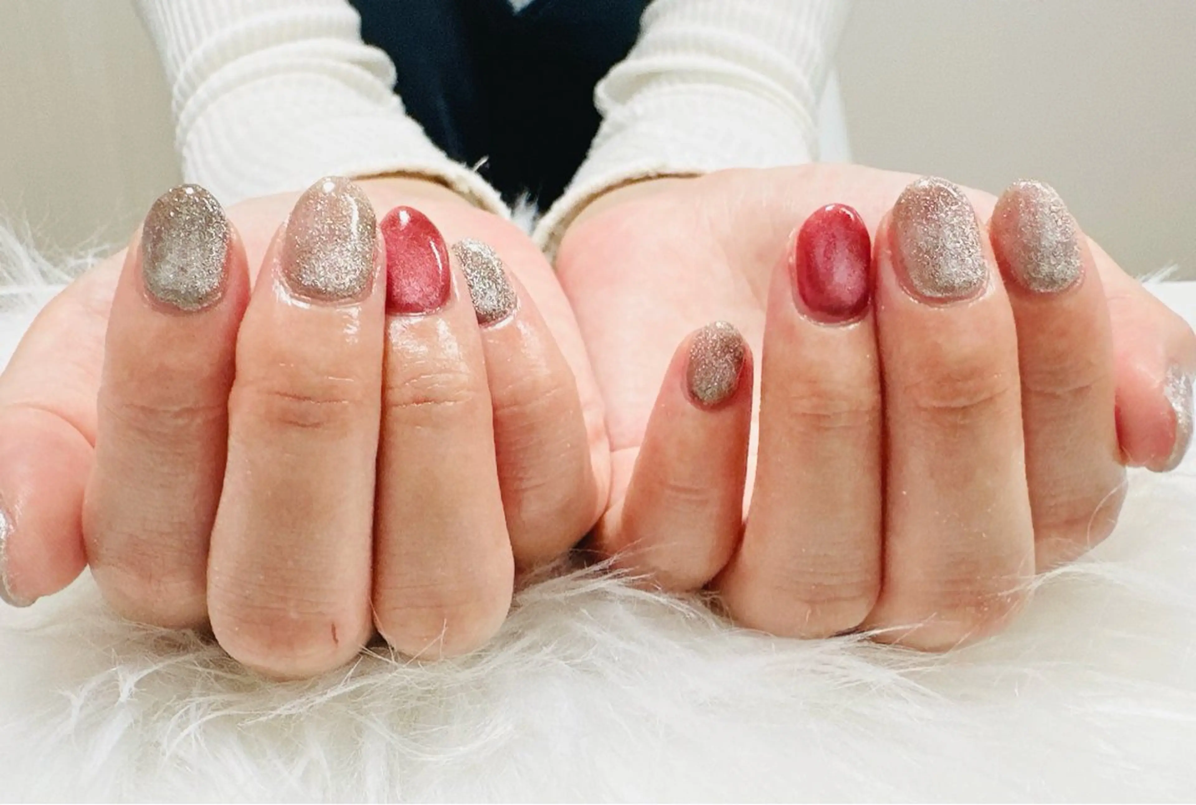 ネイル ボルドー ブラウン マグネットネイル nailsalon oluoluのネイルデザイン