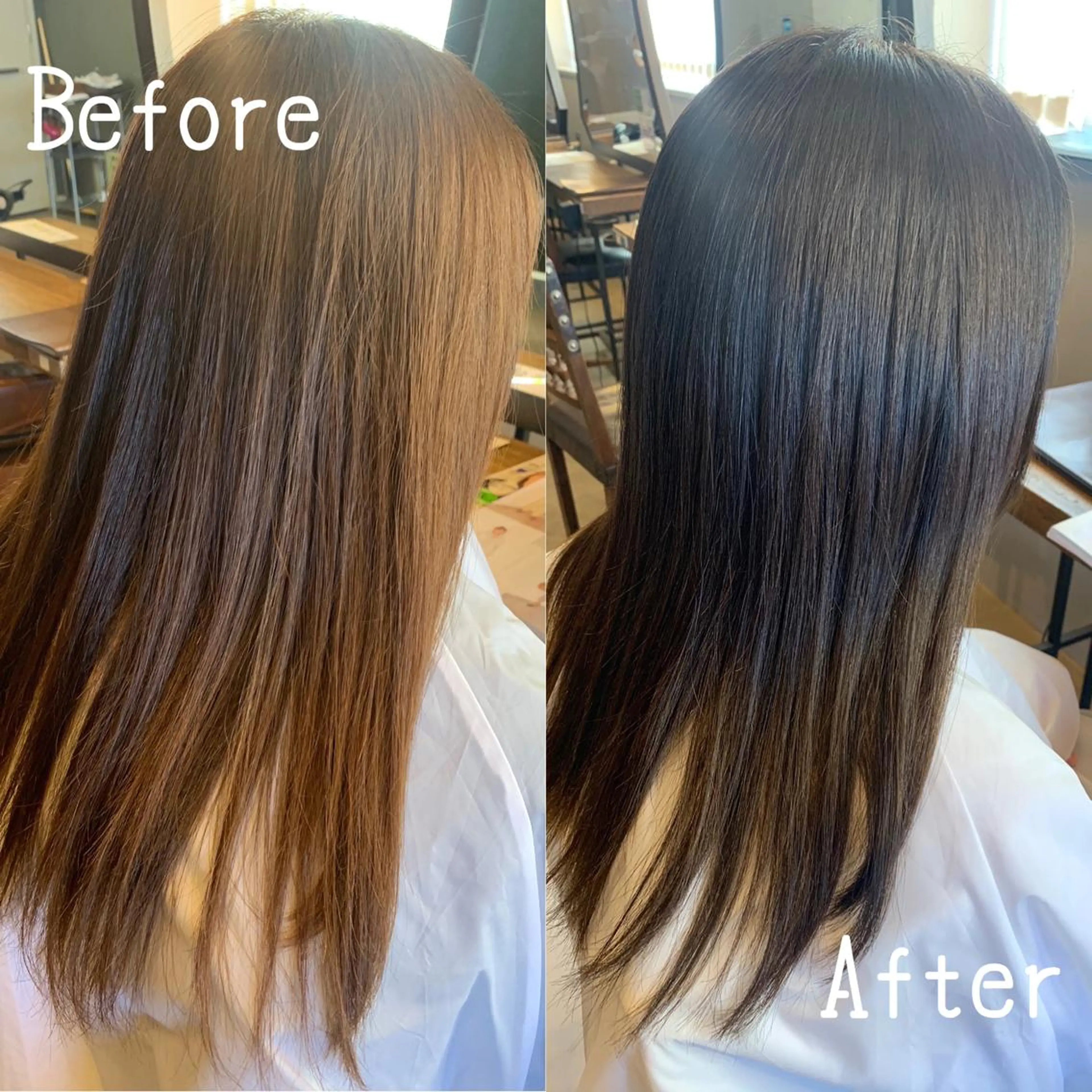 ロング カラー グレージュ ミント カット ヘアカラー 佐藤 美紅のヘアスタイル