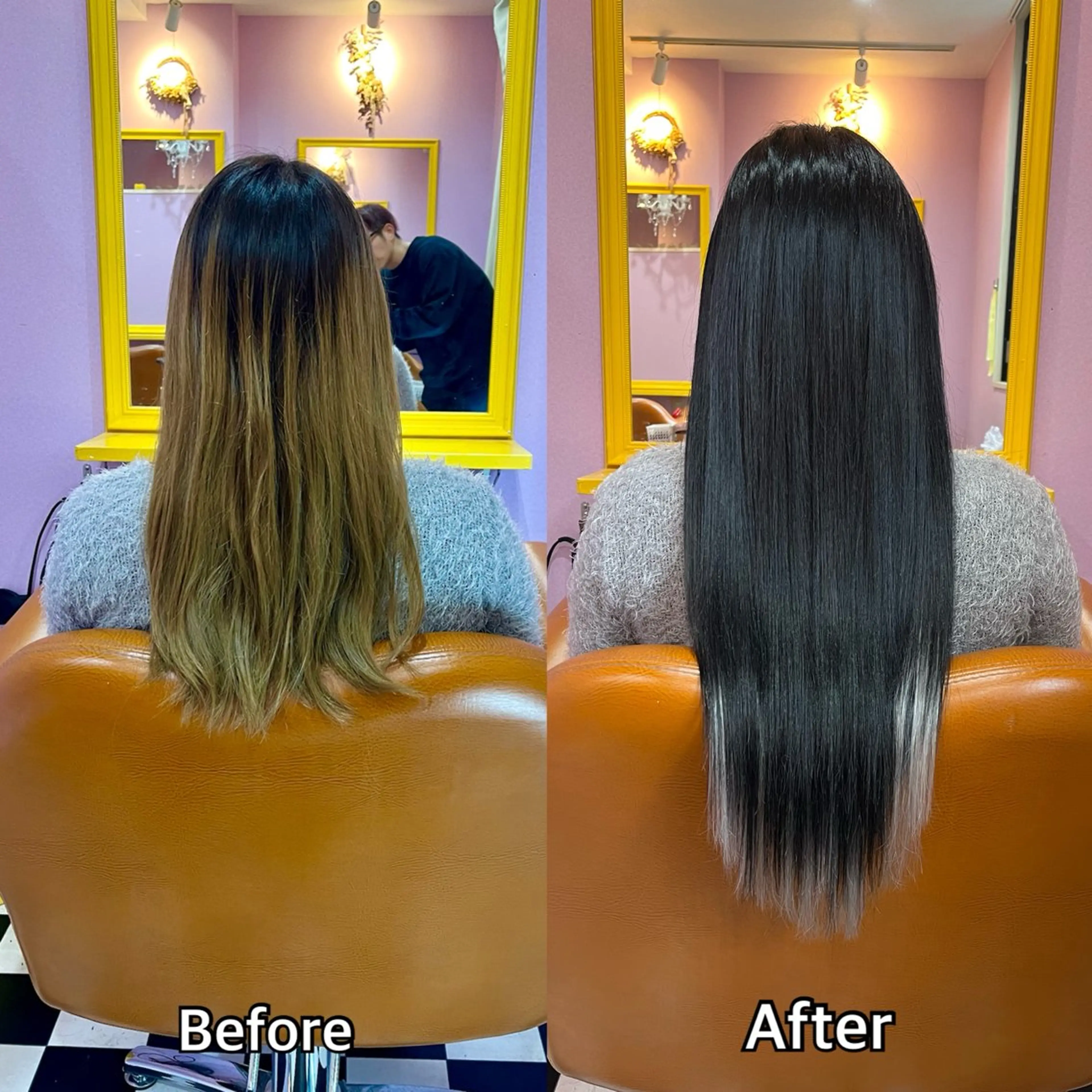 ロング シール＋ちび編み込み エクステ梅田🐨のヘアスタイル