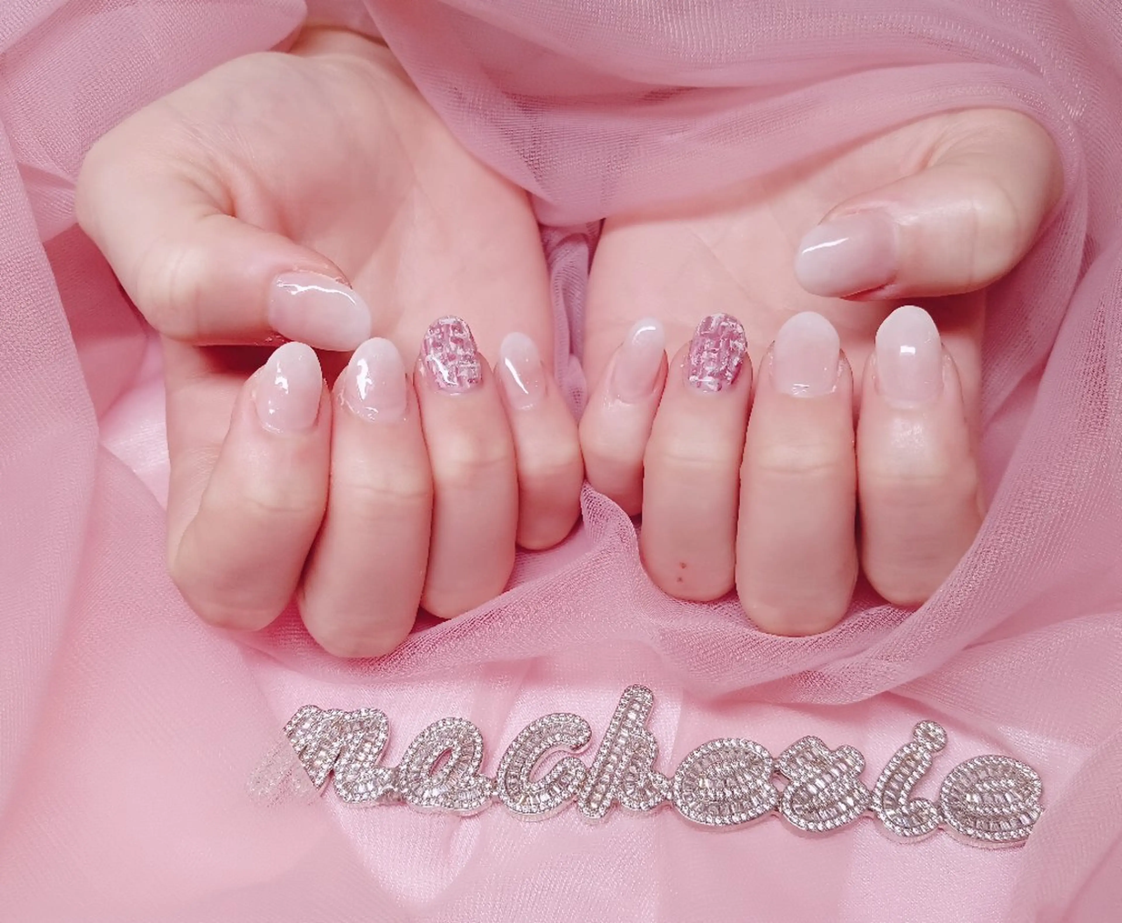 ネイル ピンク ツイードネイル ハンドネイル Nail Salon macherieのネイルデザイン