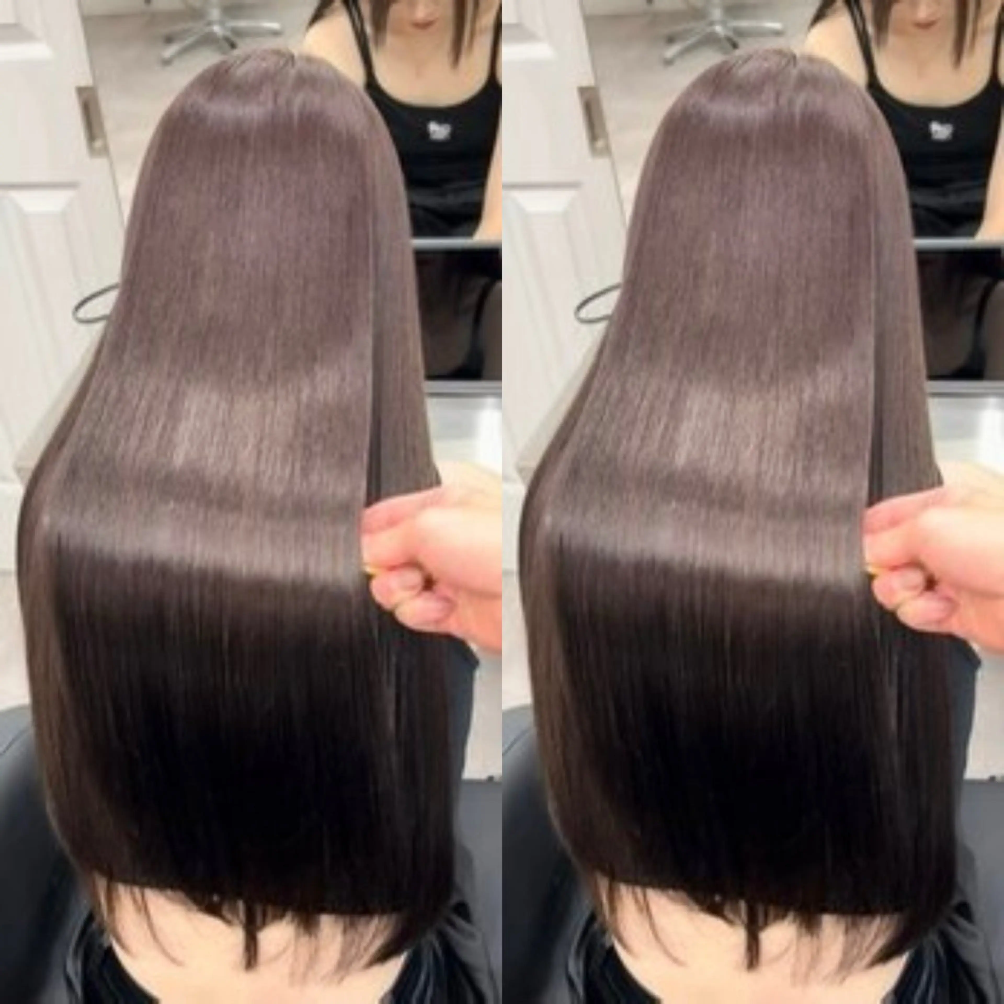 【💖🖤 カラーと髪質改善で" 艶＆垢抜け "🤎💖】《ケアカラー➕りんご幹細胞トリートメント》の写真