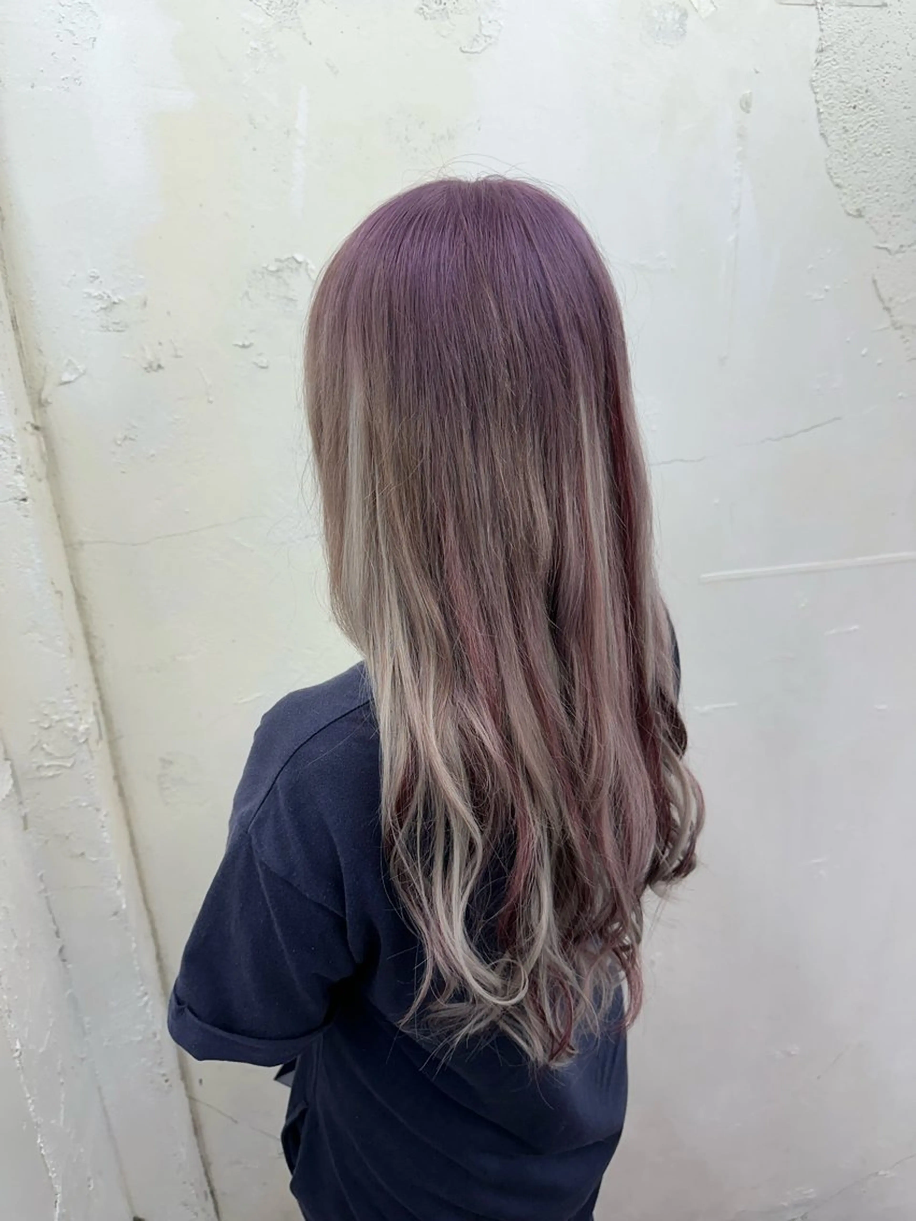 ロング ヘアカラー エクステ 韓国ヘア×ハイトーン AYA💫のヘアスタイル