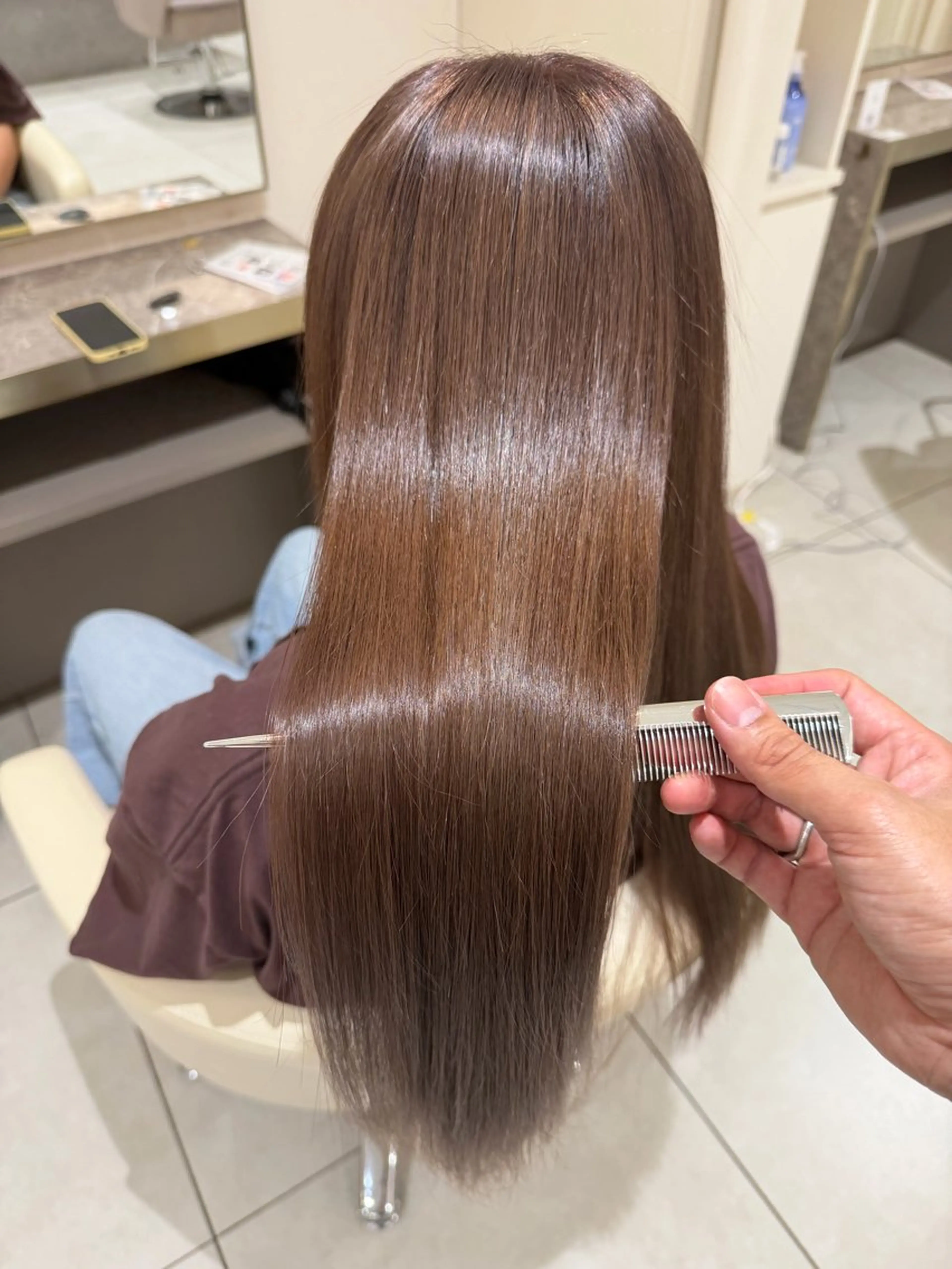 ロング カラー 髪質改善 トリートメント ヘアカラー トリートメント 渡辺 亮/ 白髪ぼかし/髪質改善のヘアスタイル