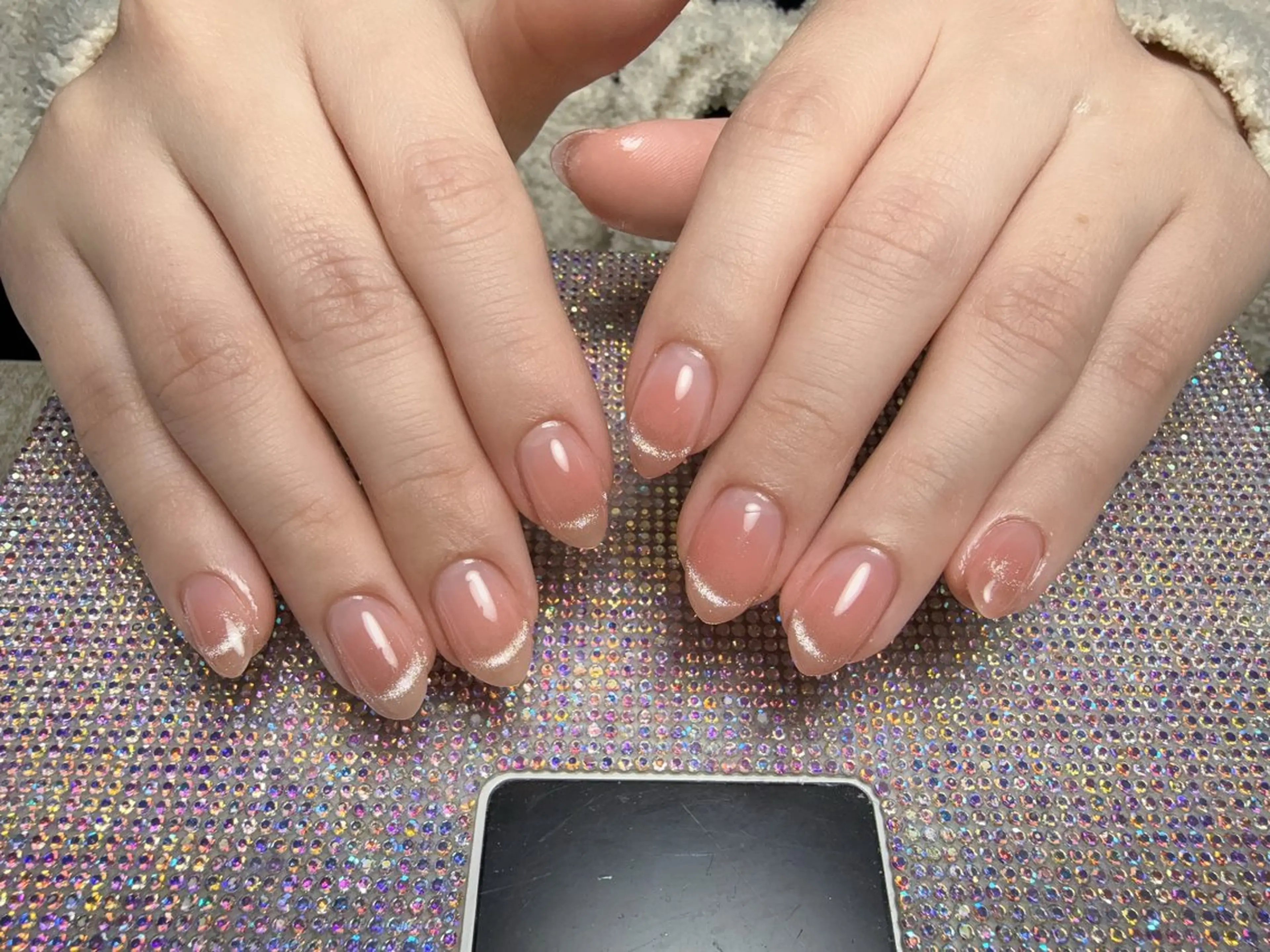 ネイル オーロラネイル チークネイル 長さ出し フットネイル フレンチネイル ハンドネイル Yu  Ki ネイルのネイルデザイン