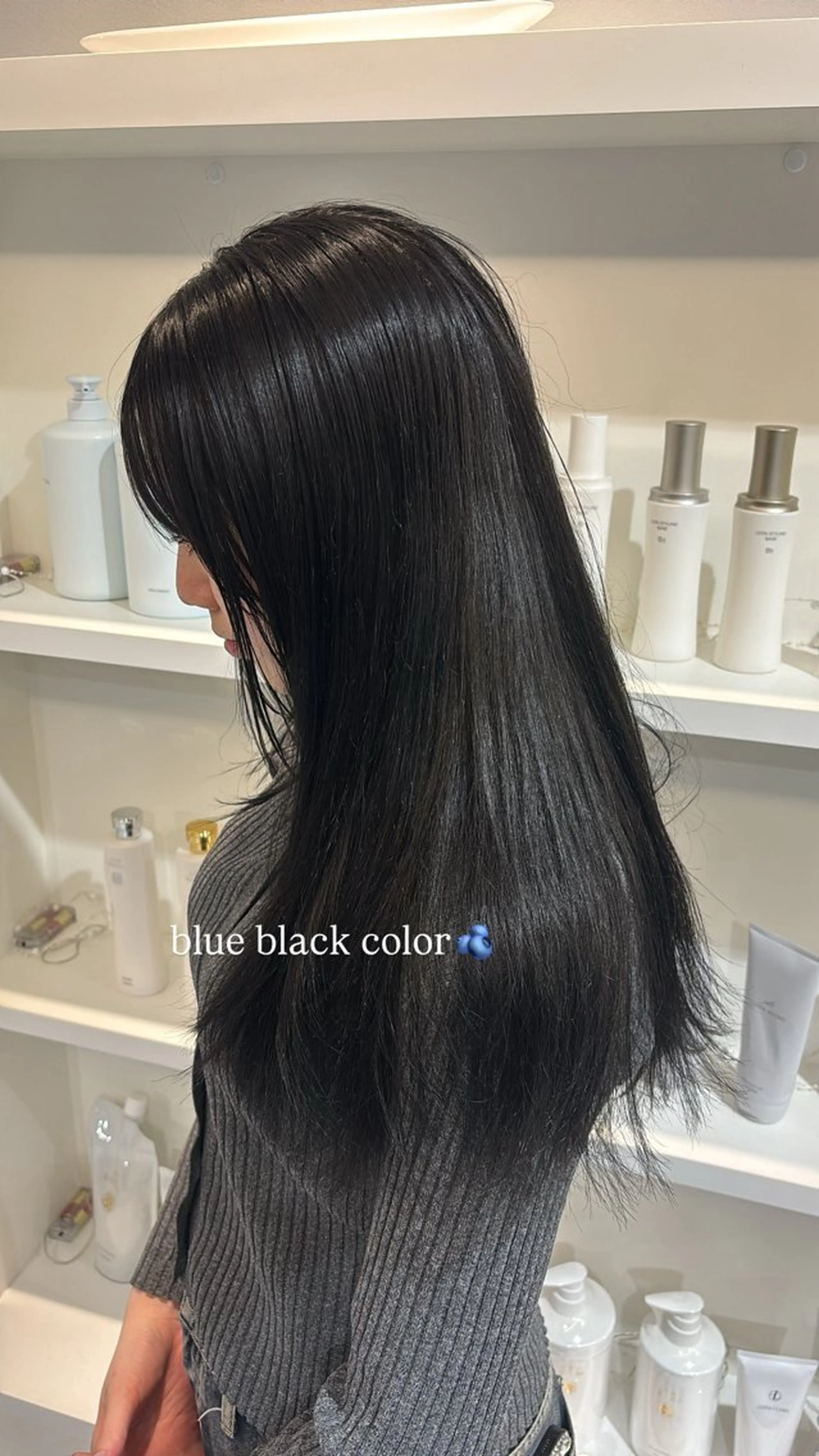 ロング カラー 切りっぱなしボブ 黒髪 ブルーカラー ブルーブラック 透明感カラー 🎧透明感カラー /髪質改善のヘアスタイル