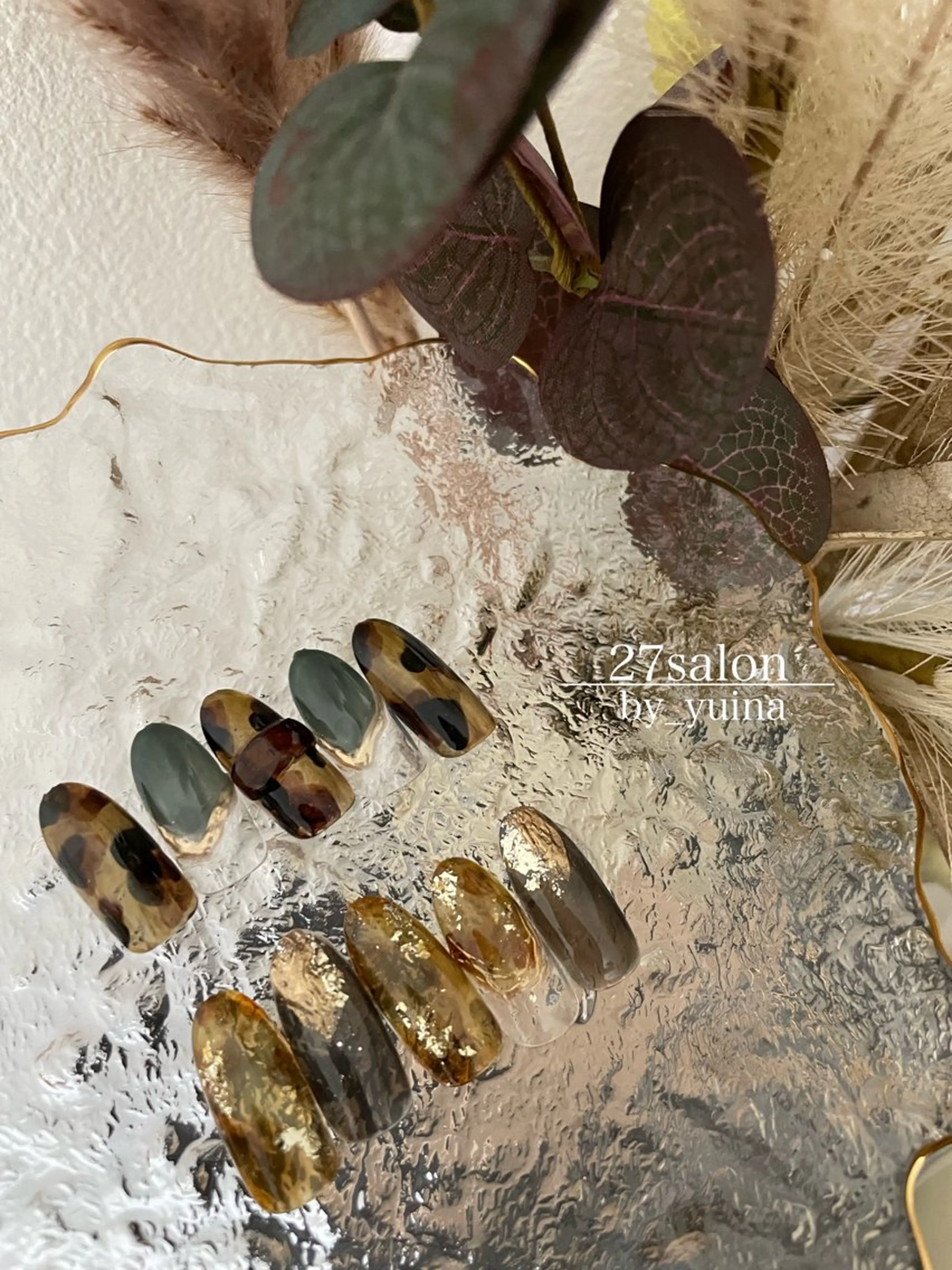 ネイル べっ甲ネイル ハンドネイル 27salon yuinaのネイルデザイン