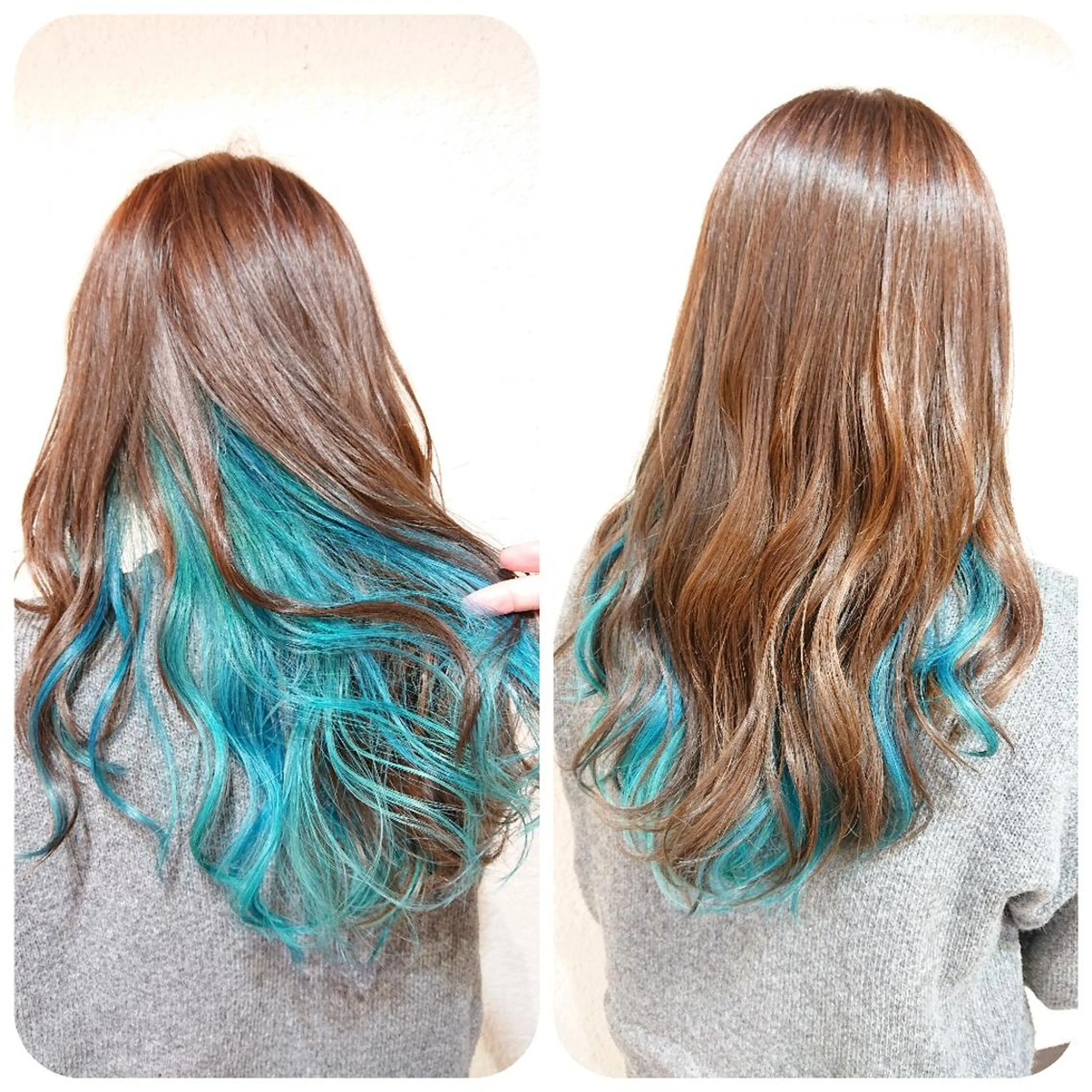 ロング カラー ブルーカラー インナーカラー 艶カラー/インナー /グラデ/大西小百合のヘアスタイル