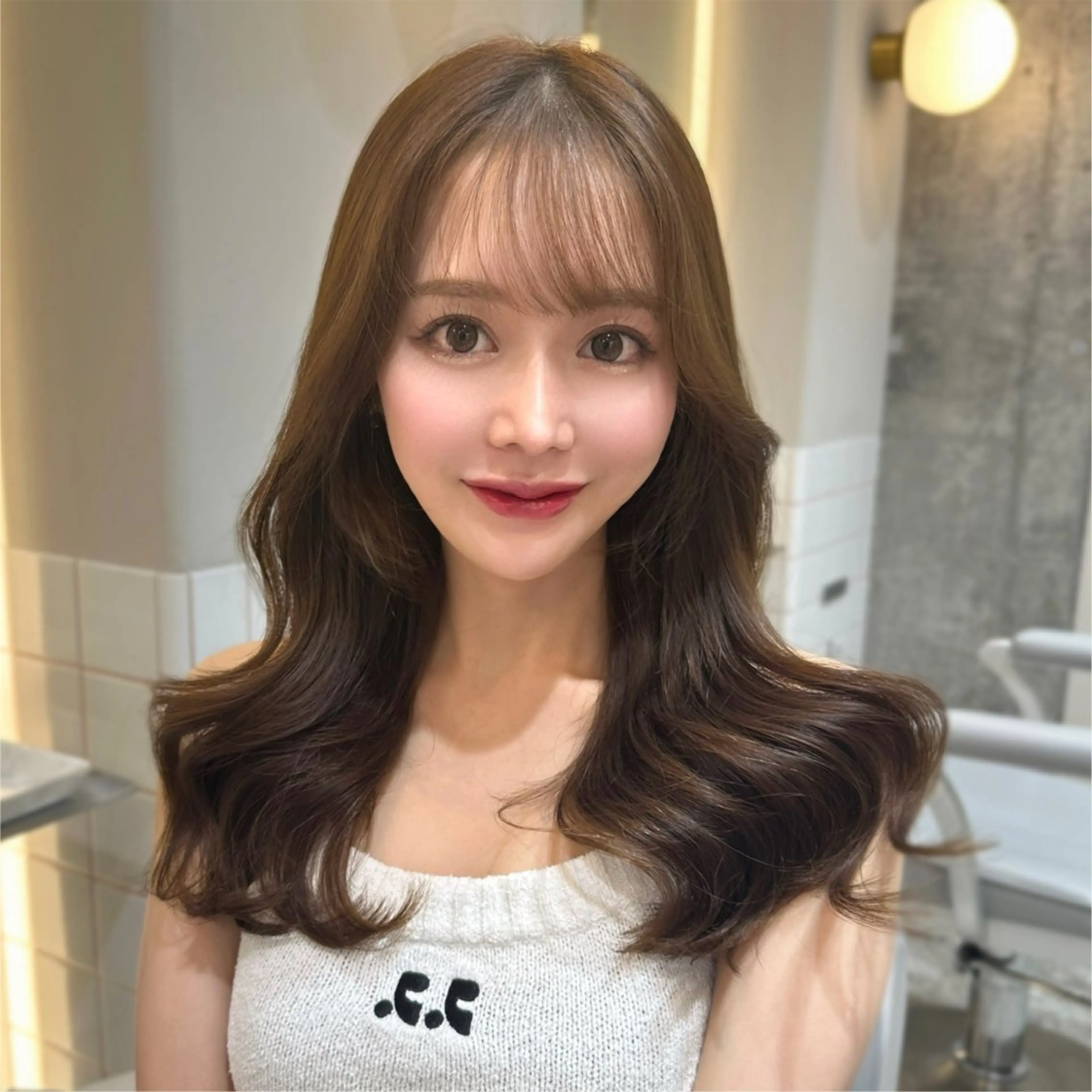 セミロング カラー カット ヘアカラー トリートメント 新宿/韓国風レイヤー 髪質改善/渋谷直樹のヘアスタイル