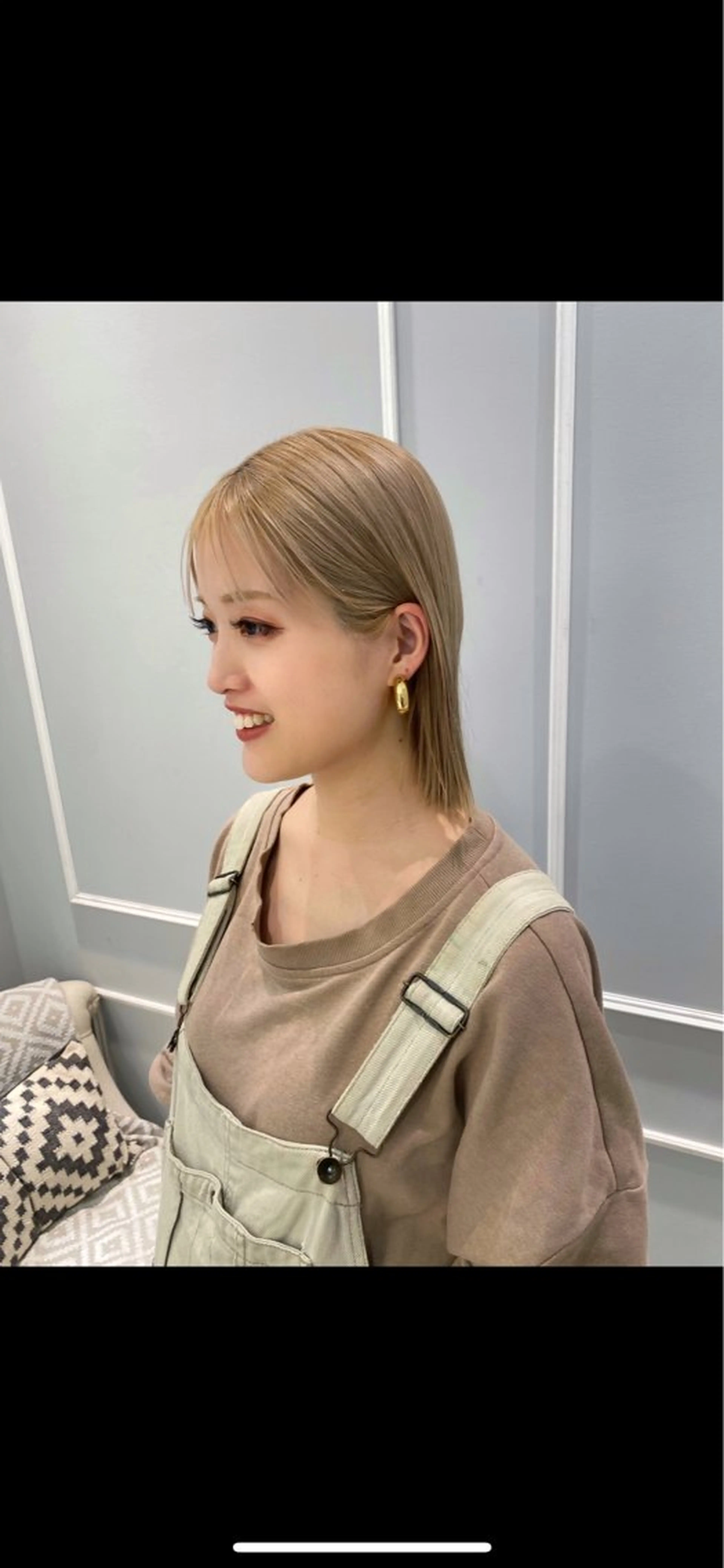 ミディアム 切りっぱなしボブ ボブ カット ヘアカラー 韓国ヘア🍒渡辺 咲🍒のヘアスタイル