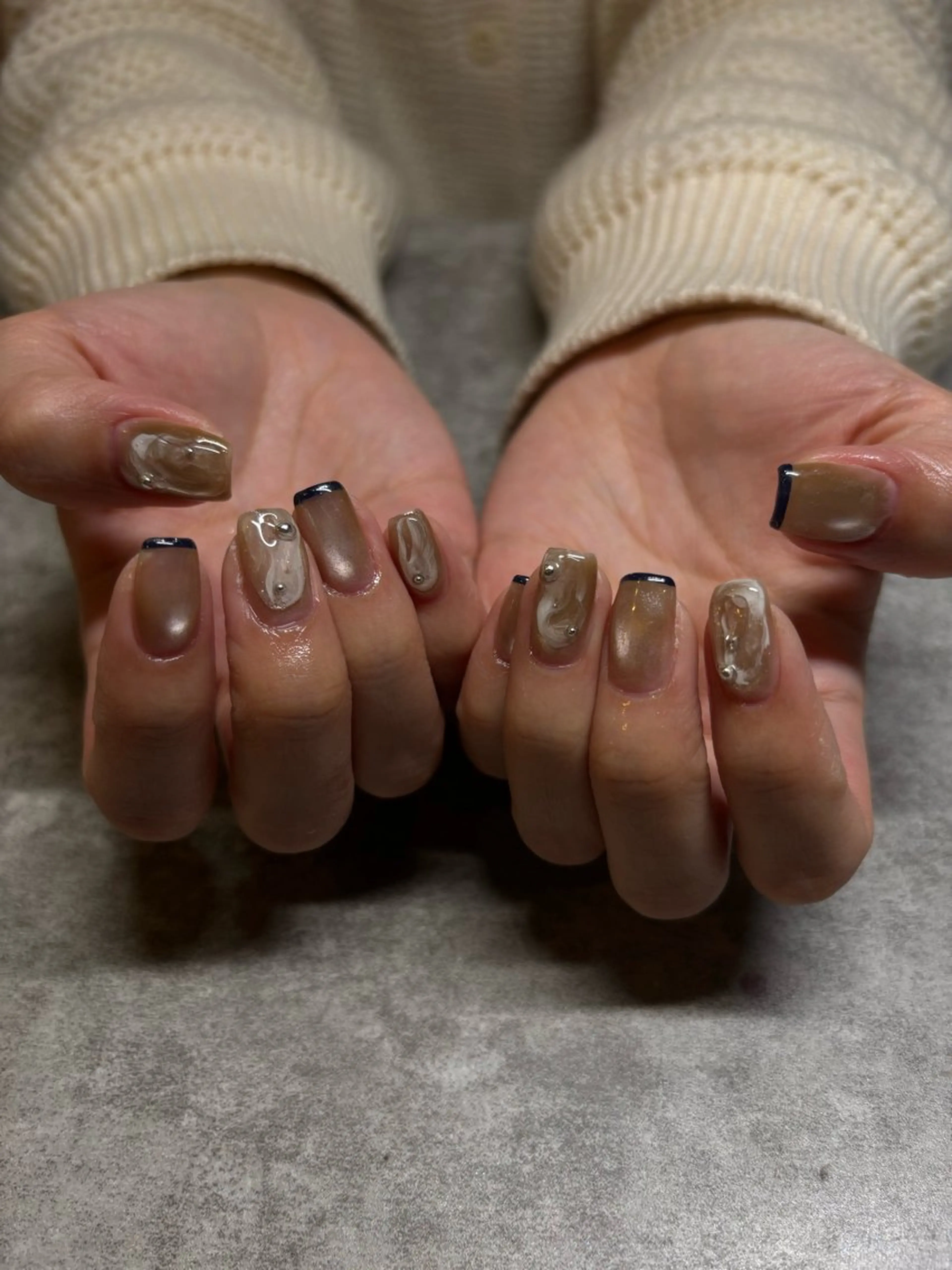 ネイル ネイビー ハンドネイル 【新宿三丁目】 もえNoël🎨🤍のネイルデザイン