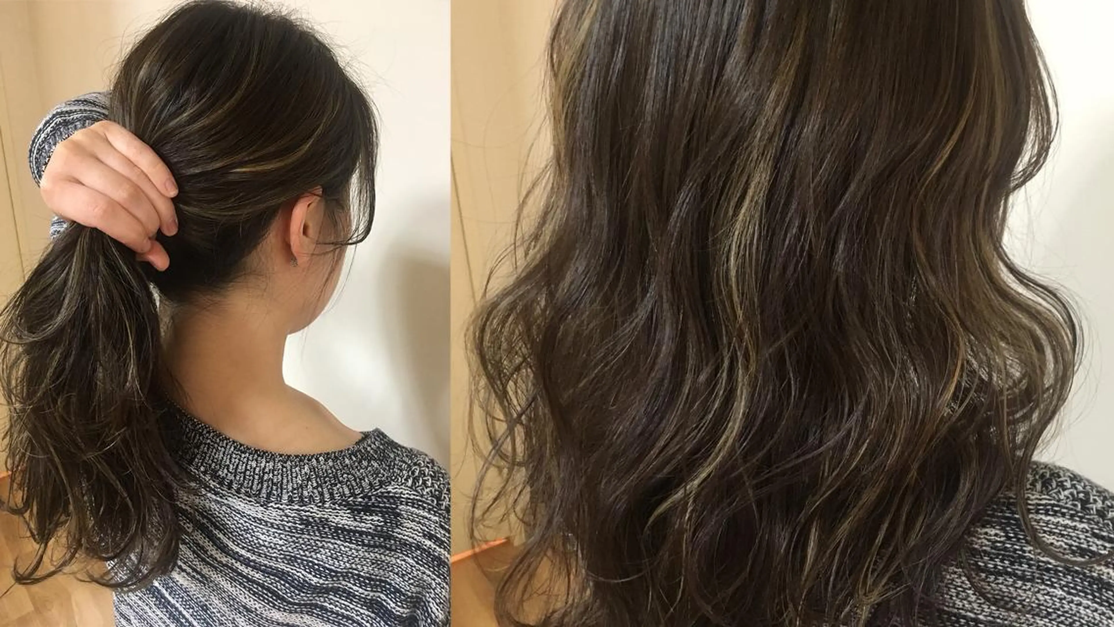 ミディアム ハイライト anyhow academyのヘアスタイル