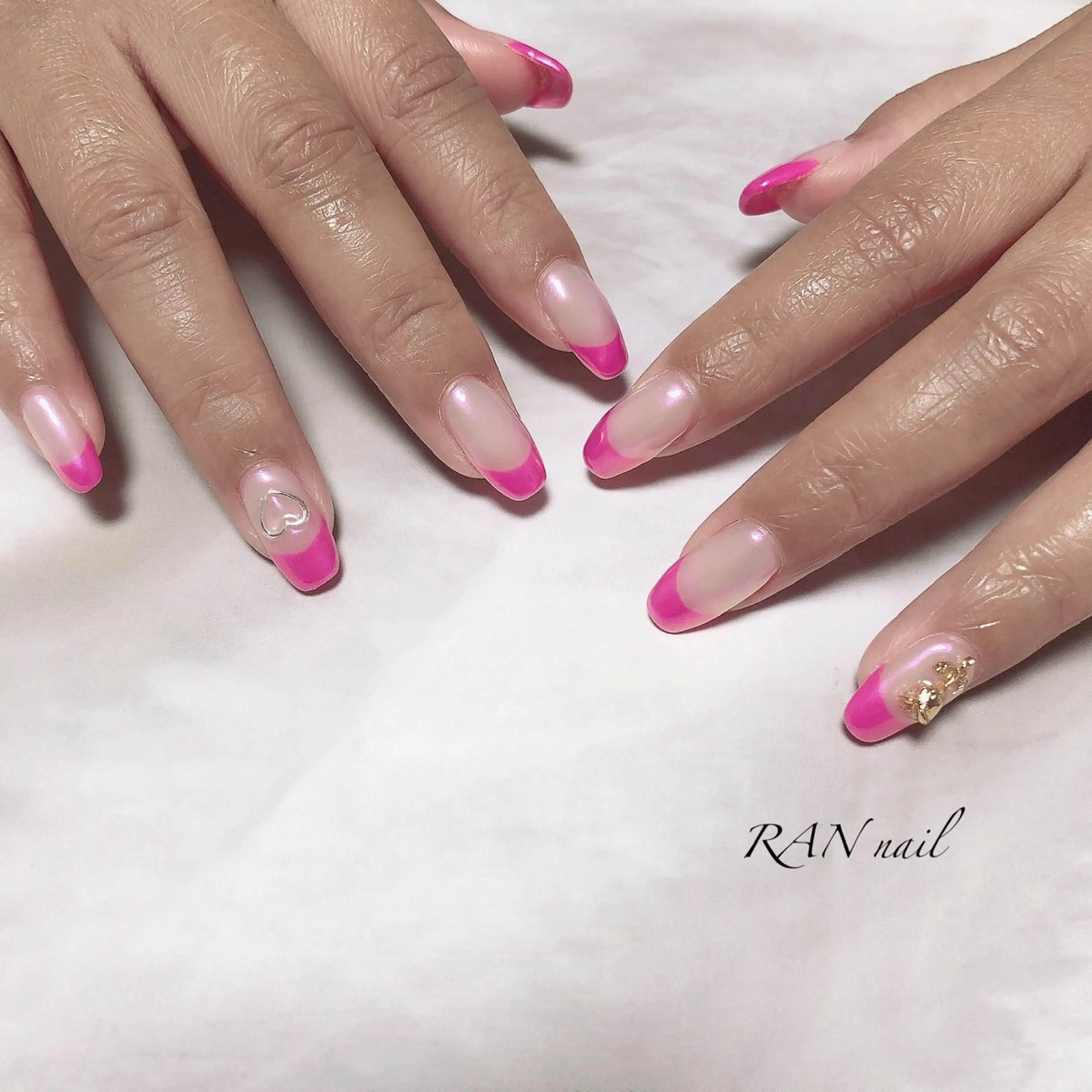 ネイル オーロラネイル フラワーネイル フレンチネイル ジェルネイル ハート RAN nailのネイルデザイン