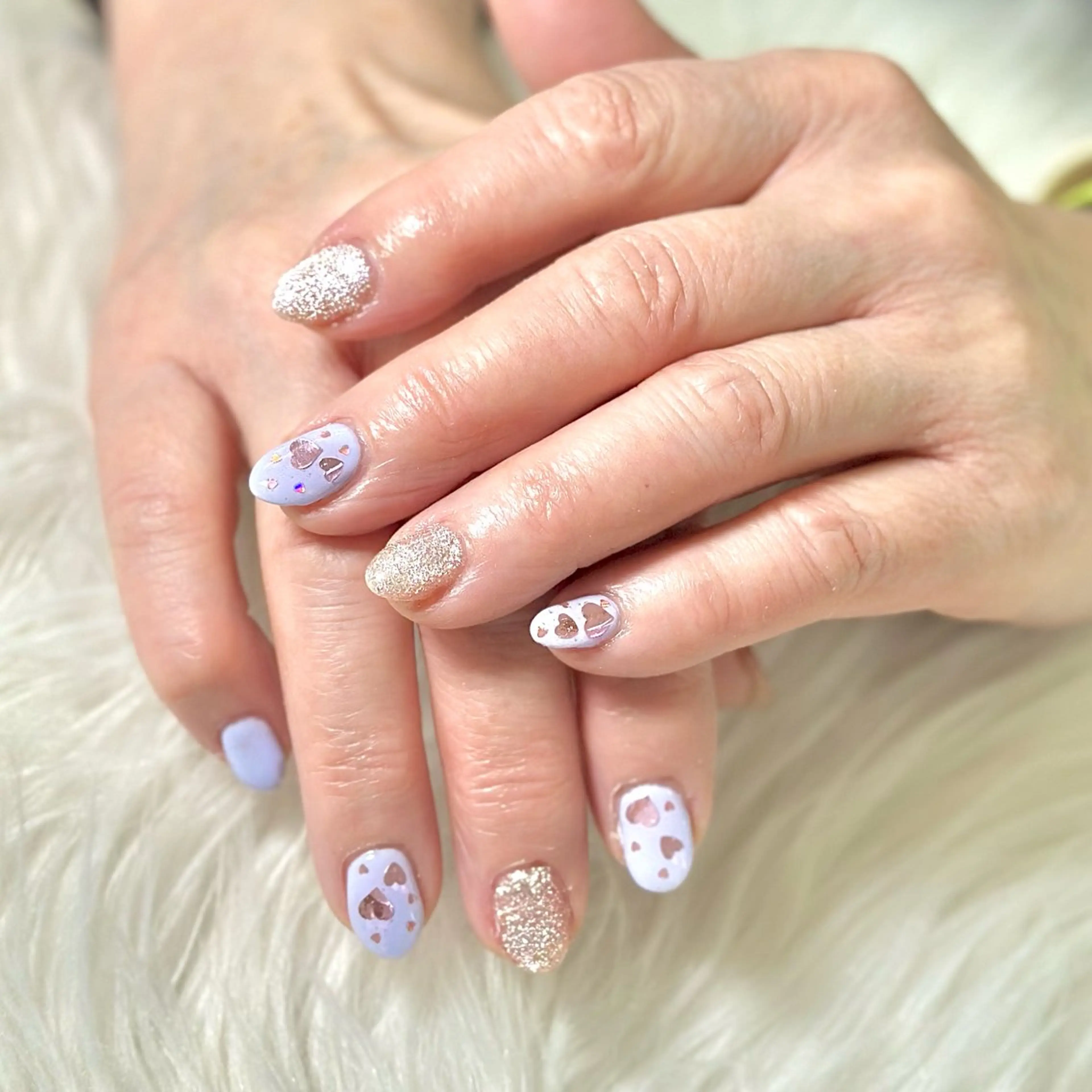 ネイル ジェルネイル ハート ラメ(グリッター) マグネットネイル パステルネイル ハンドネイル Heartnail Hino Reinaのネイルデザイン